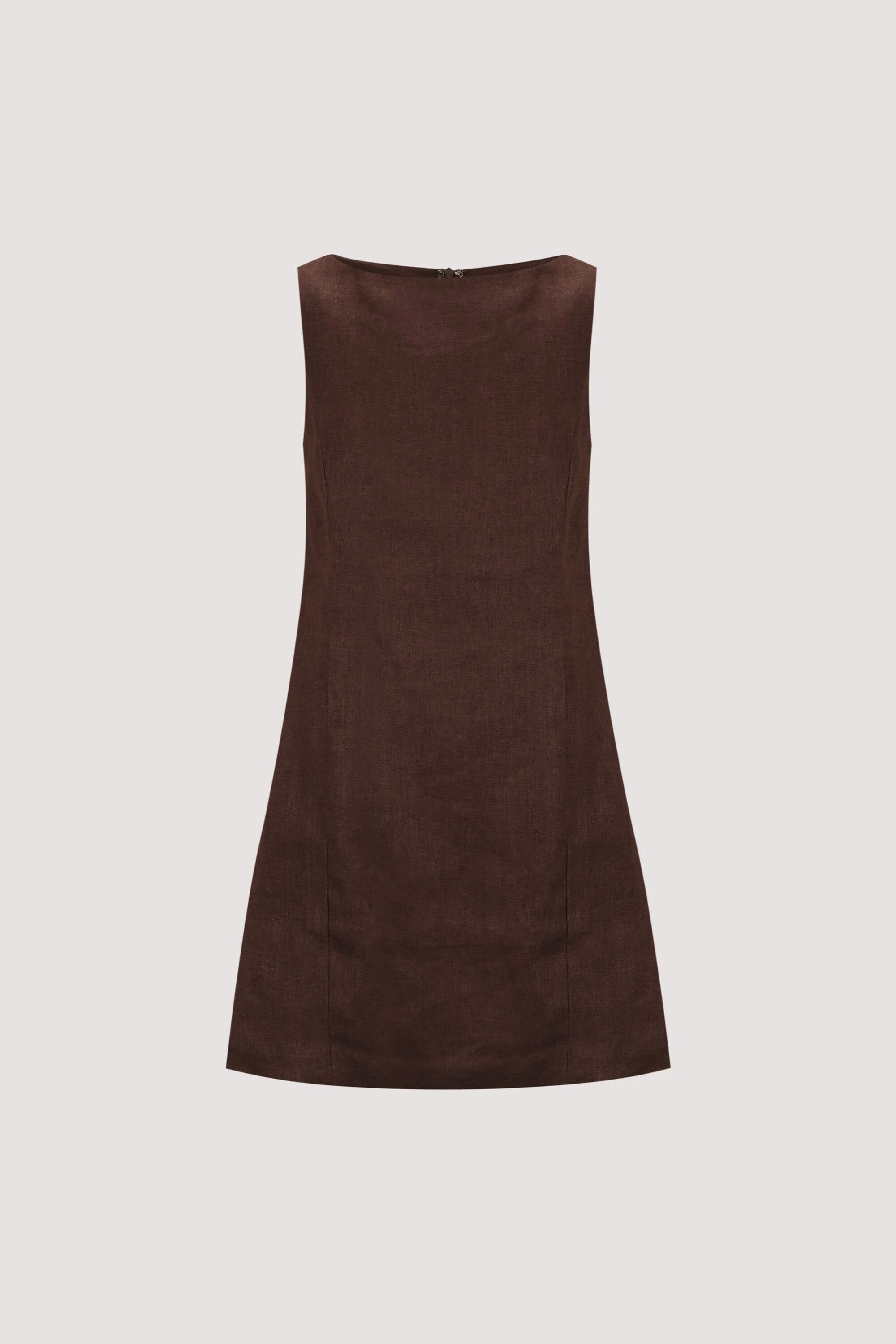 LACY COCOA SLEEVELESS LINEN MINI DRESS - Image 6