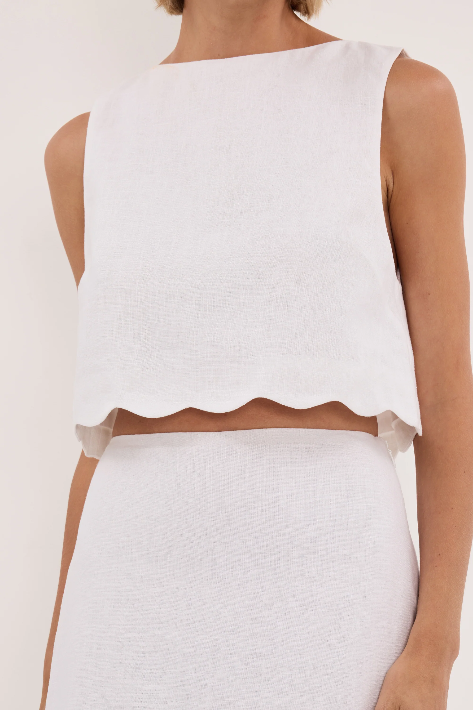 LELA WHITE LINEN MIDI SKIRT - Image 5