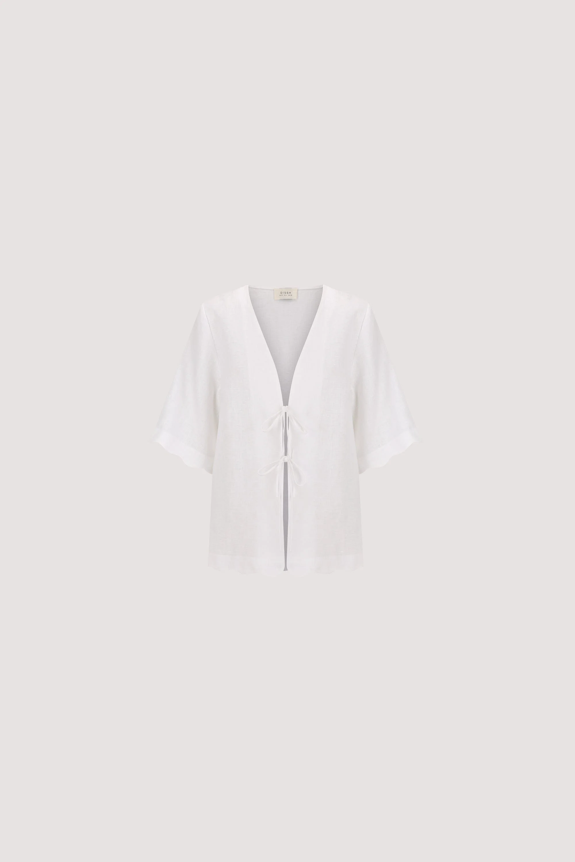 LELA WHITE SHORT SLEEVE LINEN SHIRT - Image 8