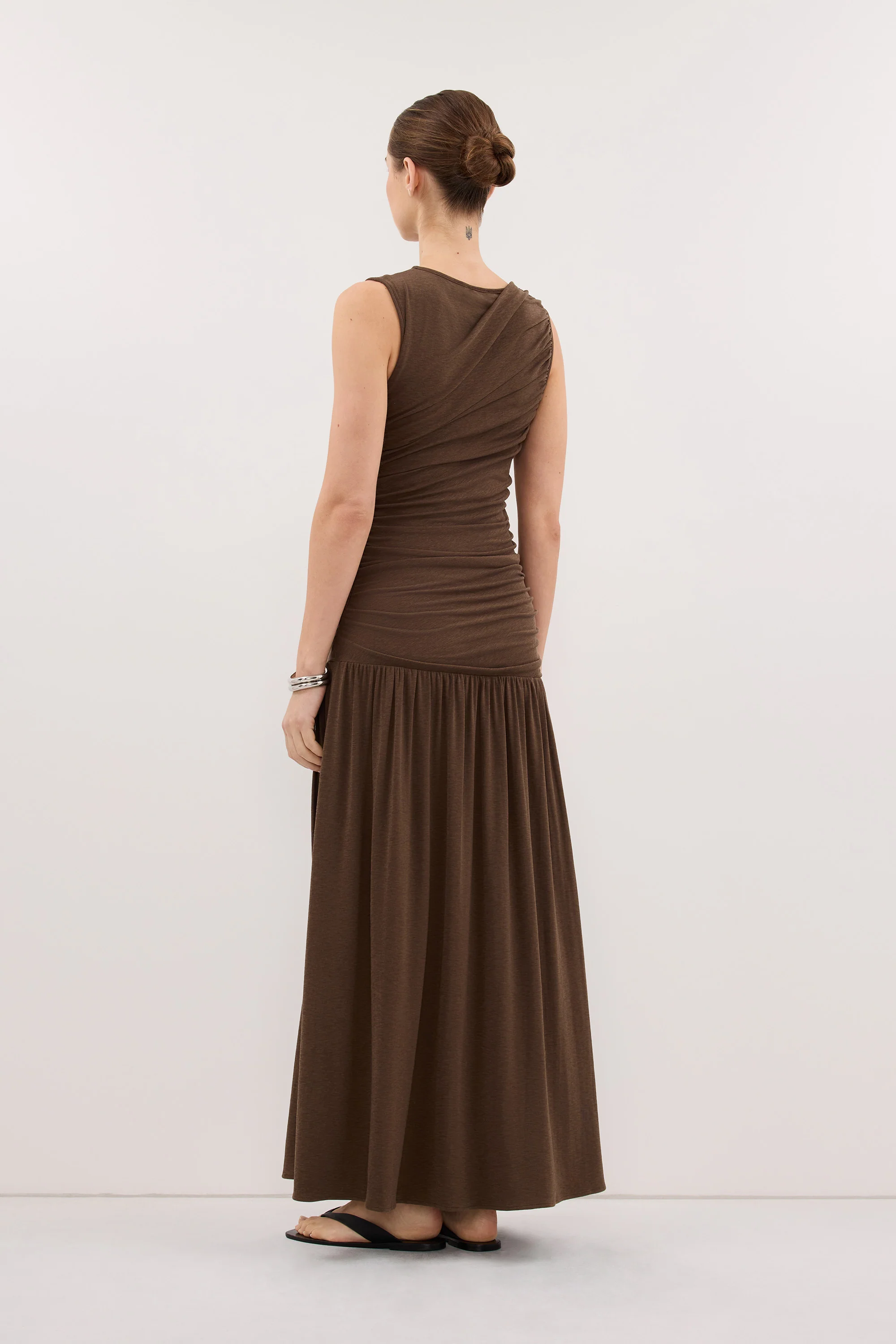 LOLA KHAKI RUCHED MAXI DRESS - Image 4