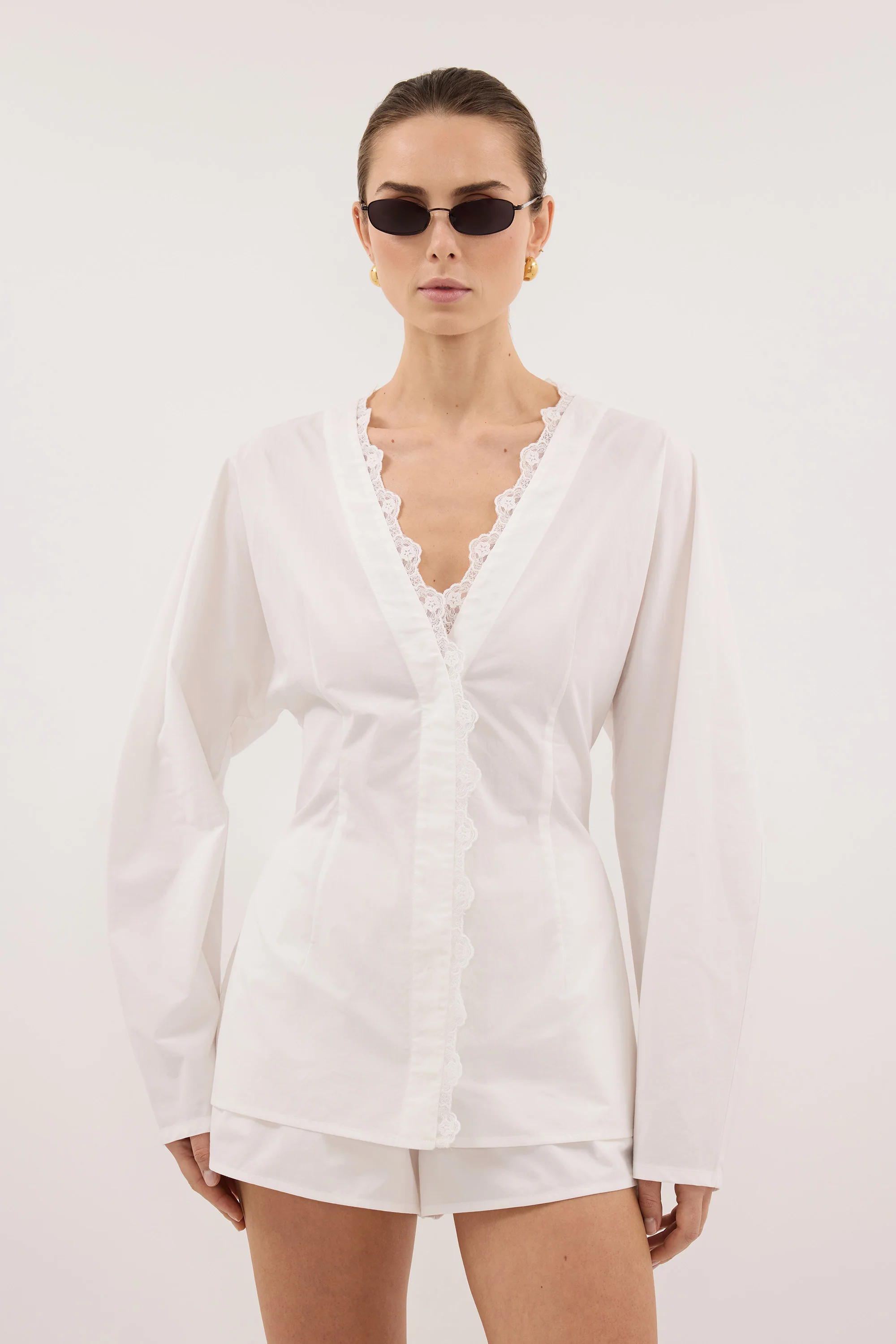 LUCETTE WHITE LACE TRIM COTTON TOP - Image 5