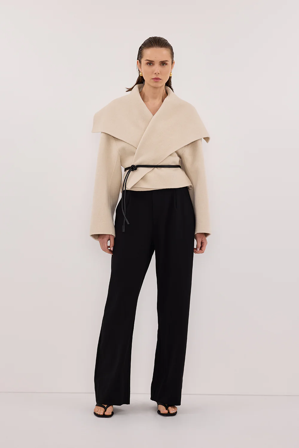 LUCIA BONE CROPPED WOOL BLEND TRENCH COAT