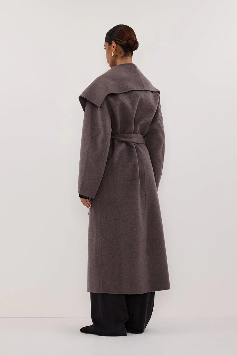 LUCIA TURKISH COFFEE OVERSIZED MARLE COAT - Image 4