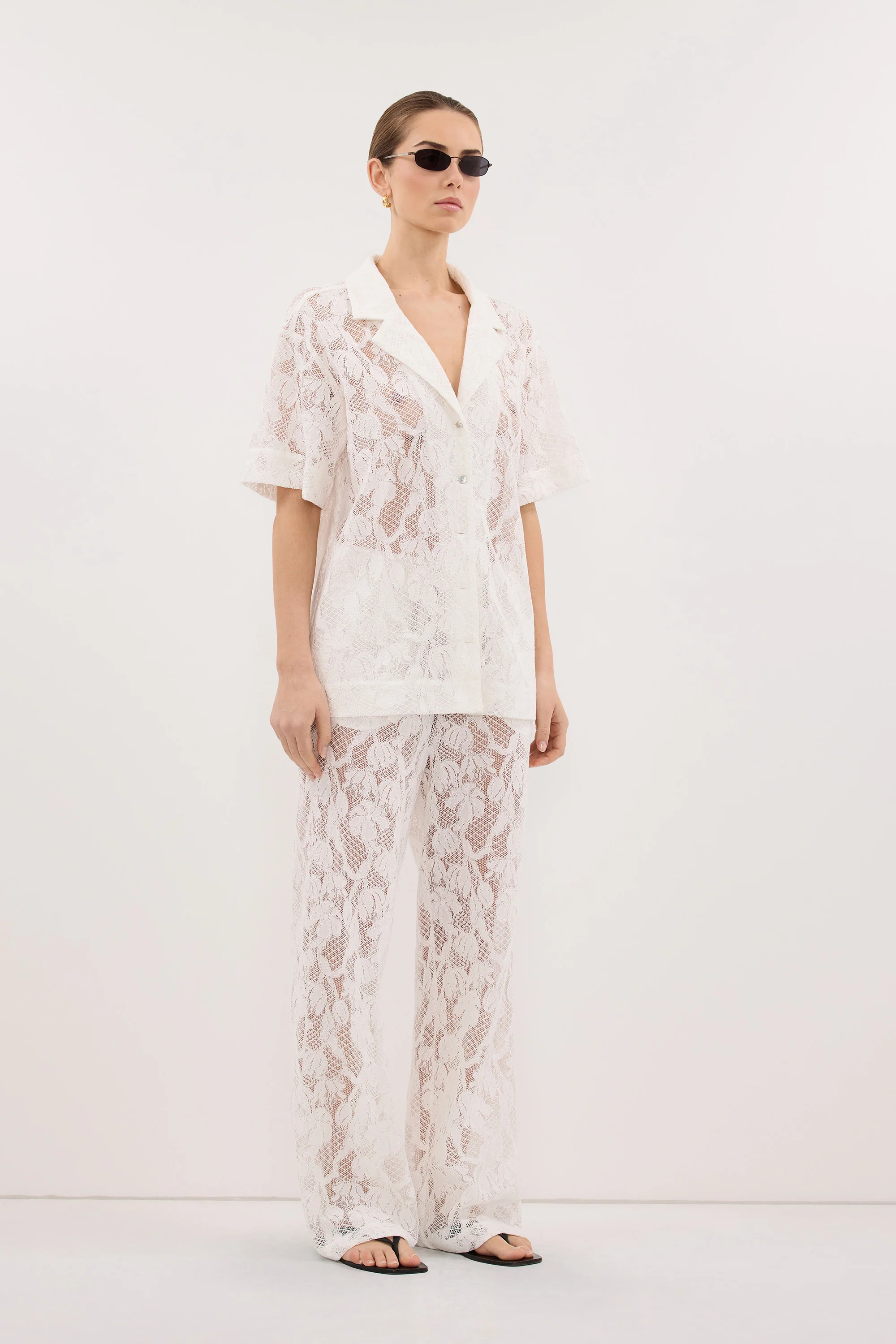 LUCINE WHITE LACE COLLARED SHIRT - Image 3