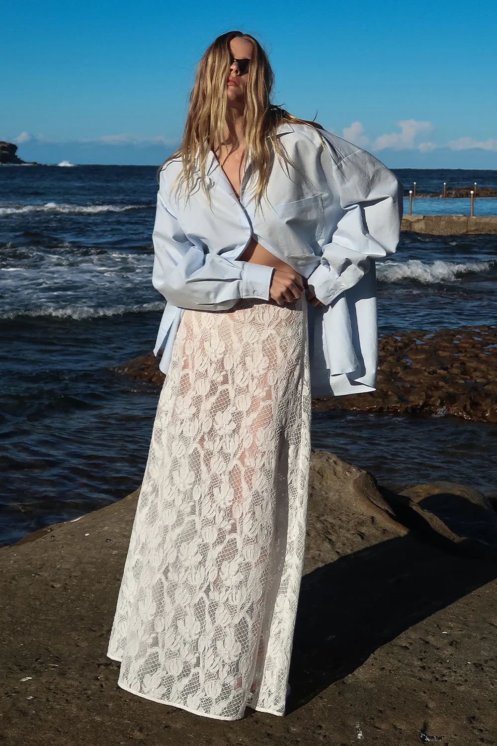 LUCINE WHITE LACE MAXI SKIRT - Image 6