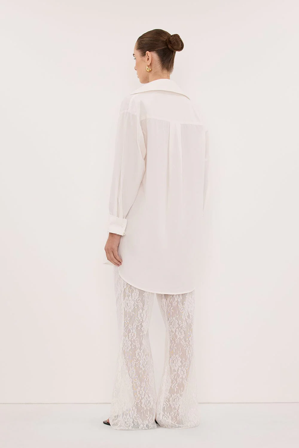 LULU LONGLINE WHITE COTTON SHIRT - Image 4