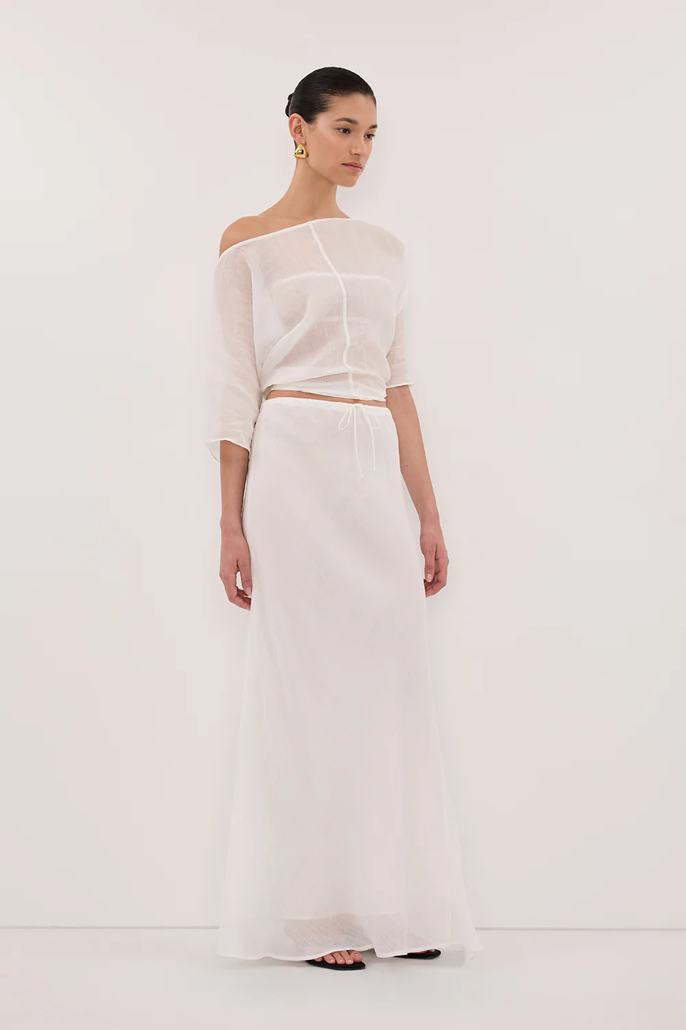 MAISON WHITE RAMIE BIAS MAXI SKIRT - Image 4