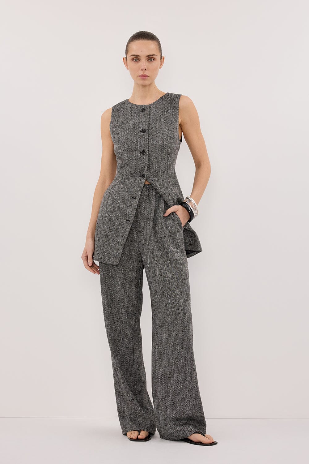 MANHATTAN CHARCOAL TWEED PANT