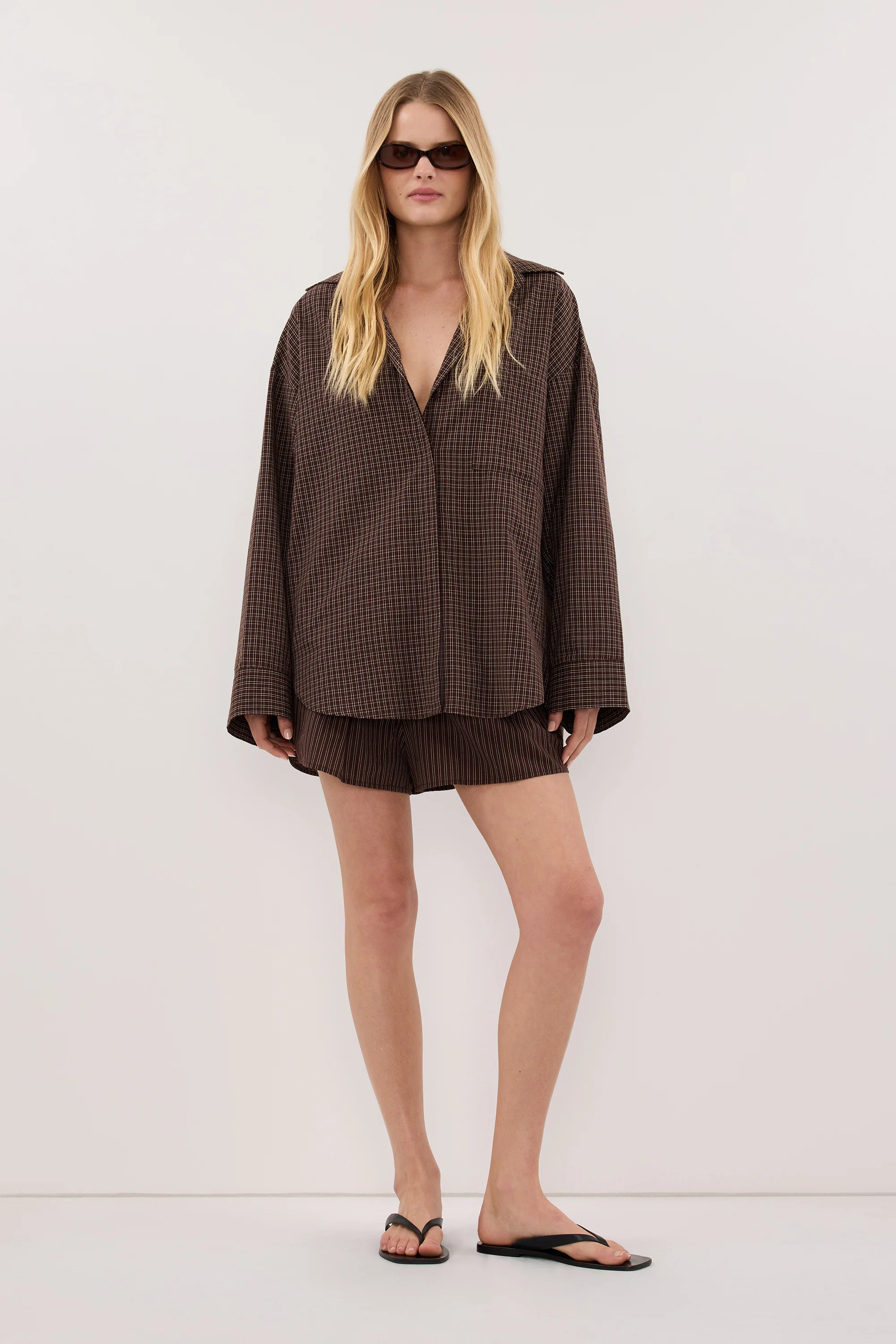 MARA CHOC CHECK COTTON SHIRT