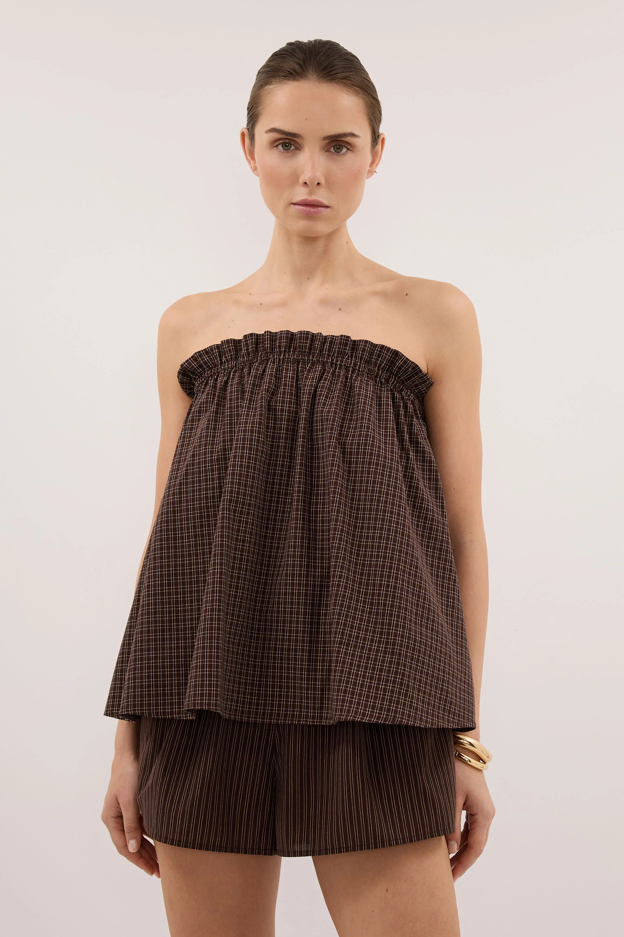 MARA CHOC CHECK COTTON TOP - Image 2