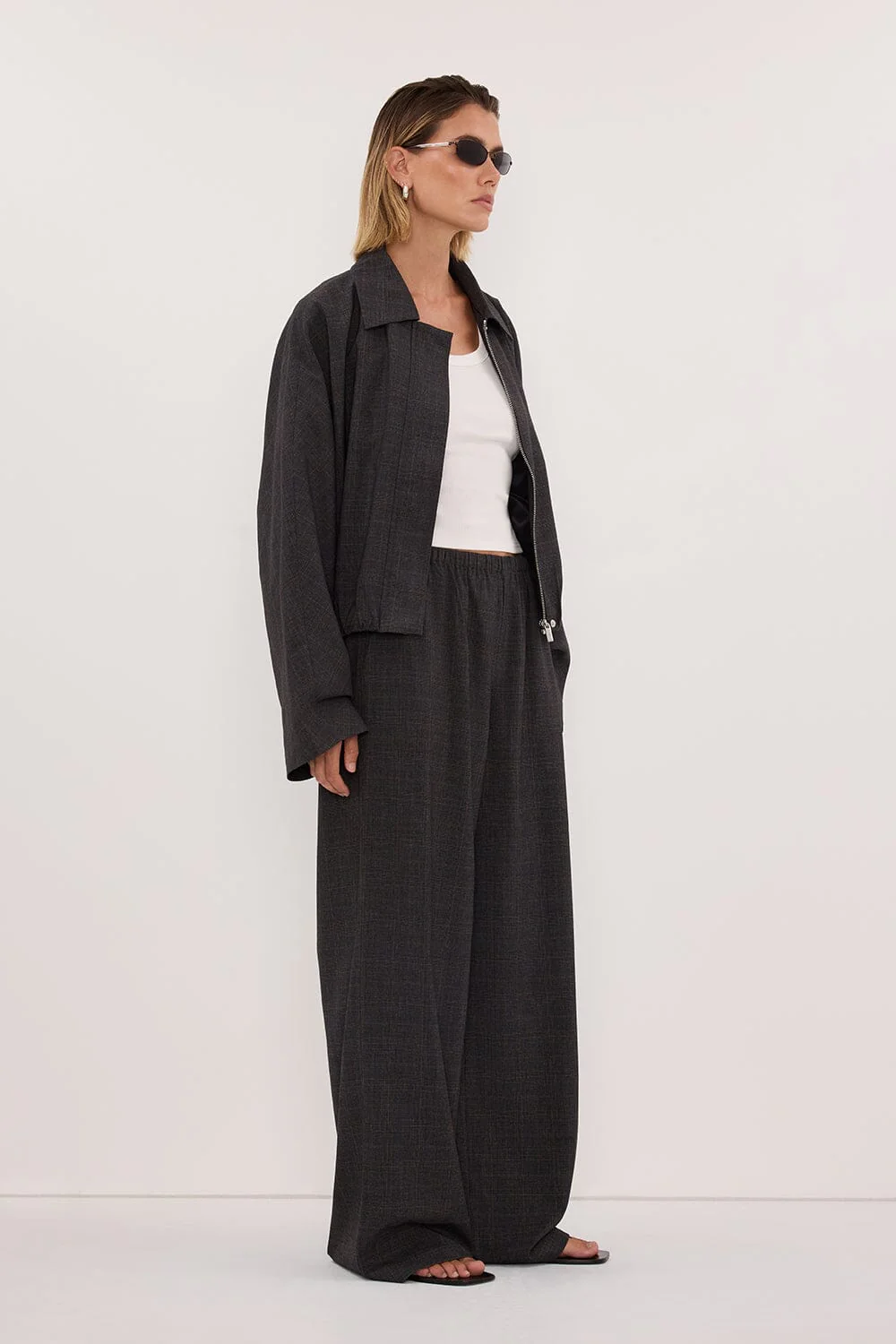 MARCO GREY PLAID BOMBER JACKET - Image 3