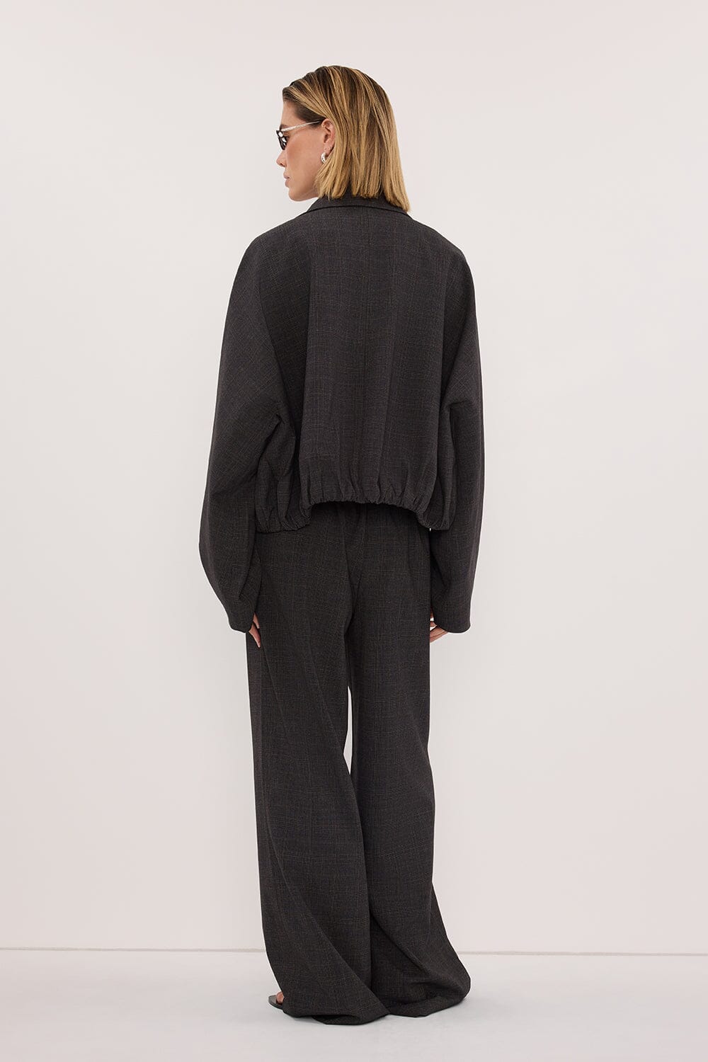 MARCO GREY PLAID BOMBER JACKET - Image 4
