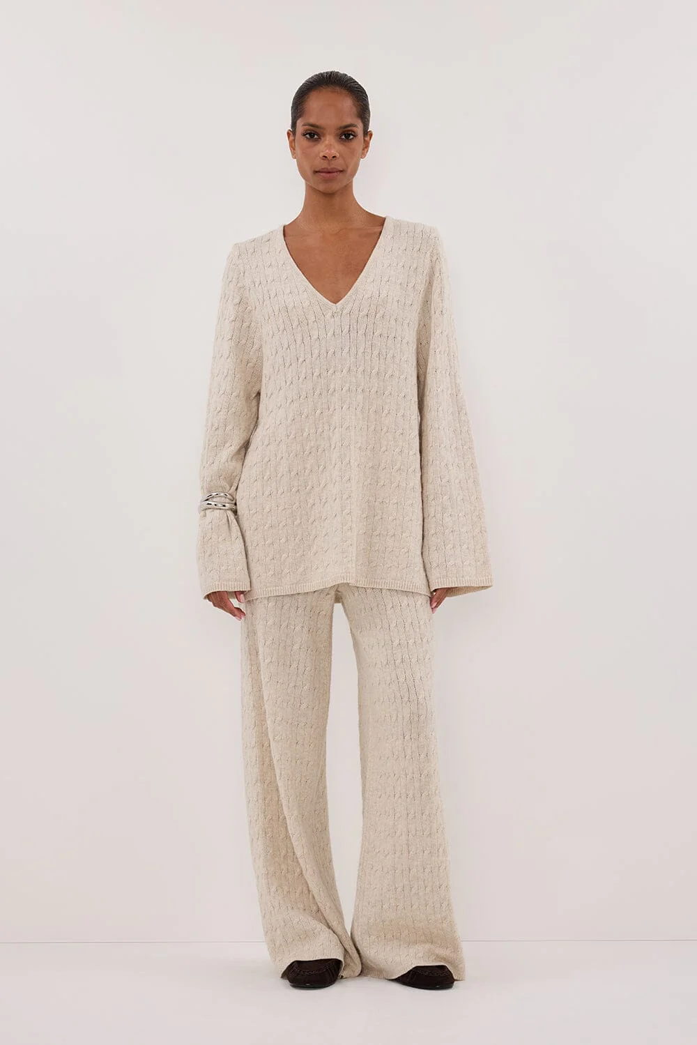 MAREN CHALK CABLE KNIT JUMPER