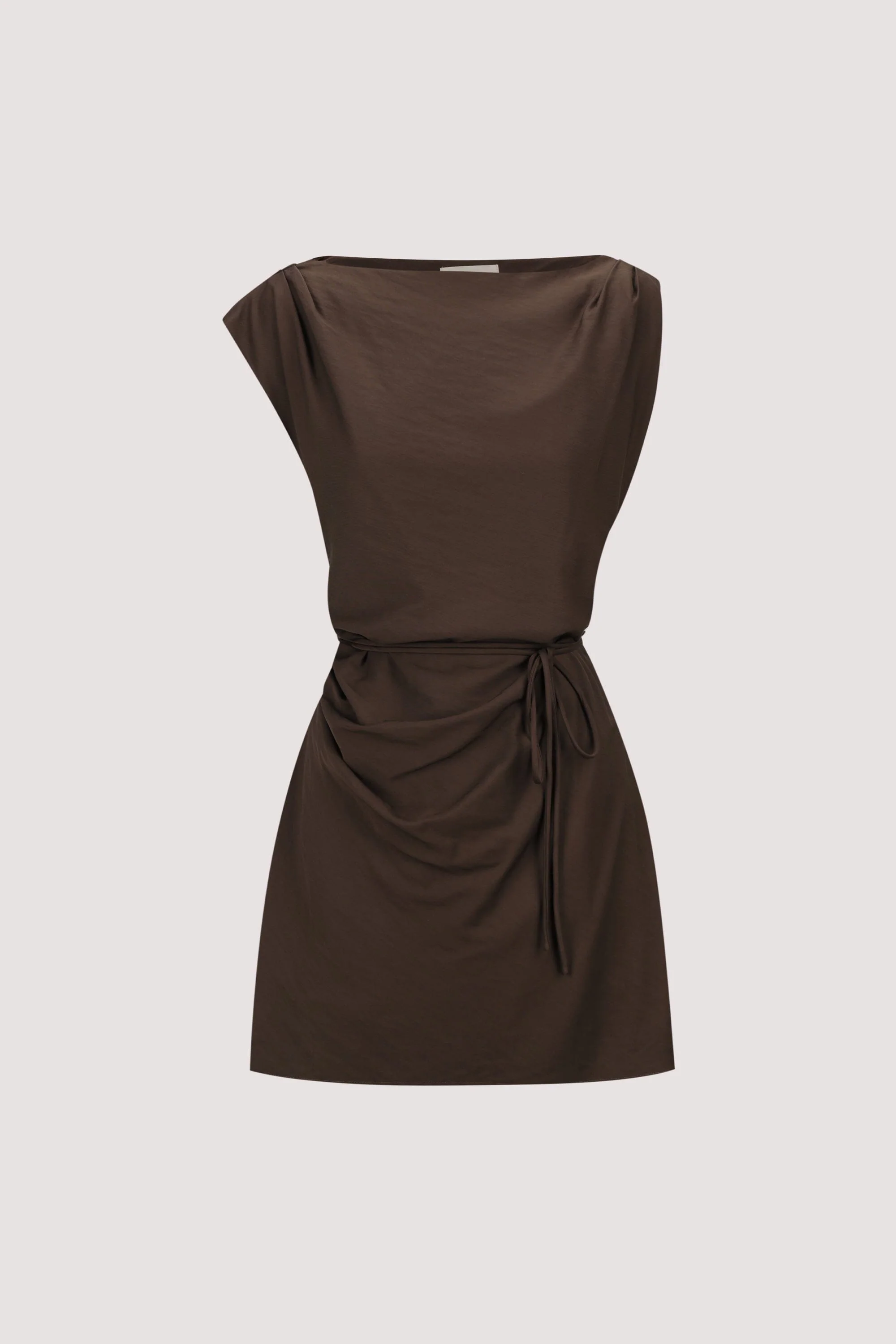 MARMO CHOCOLATE DRAPED MINI DRESS - Image 8