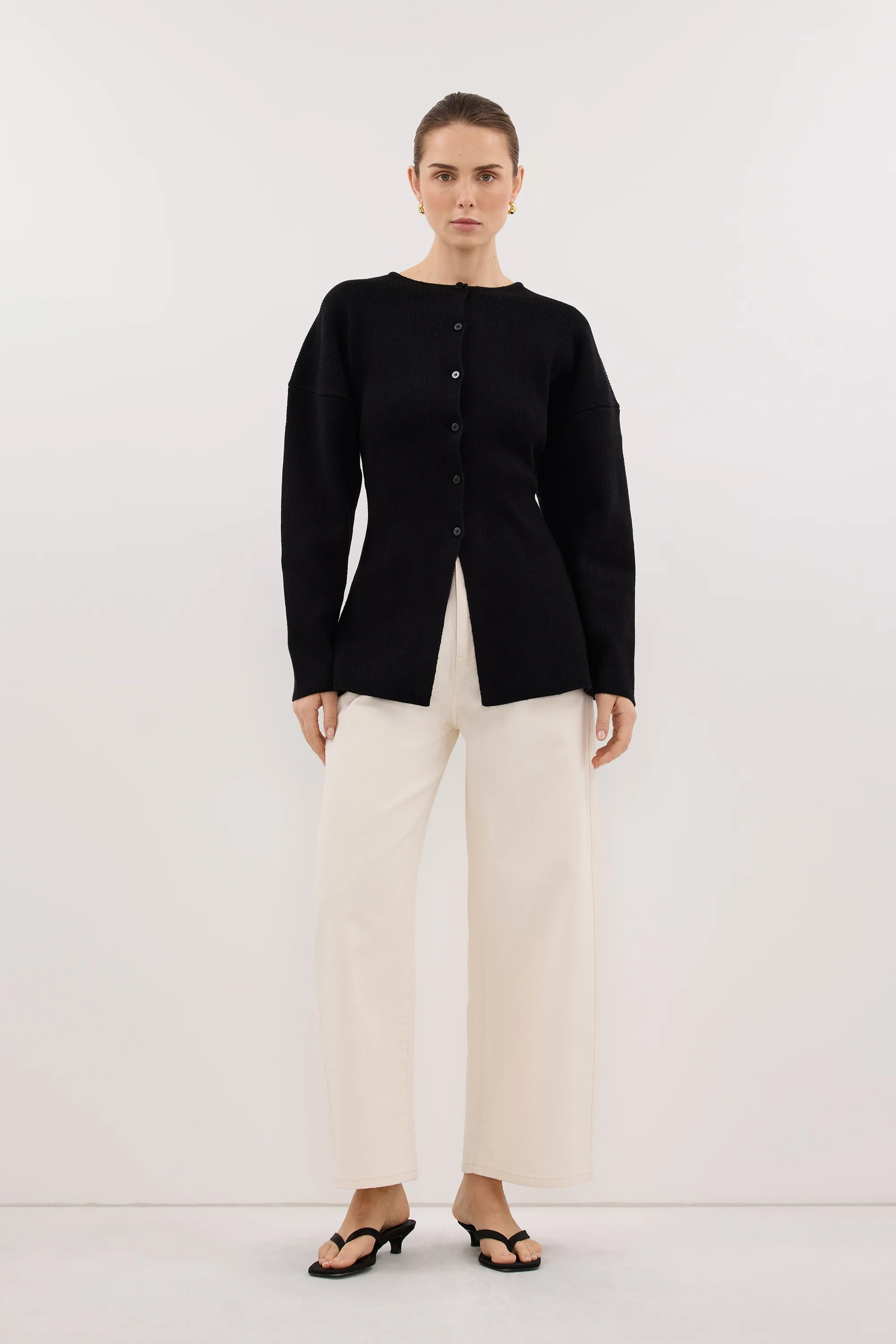 MARTHA BLACK CINCHED KNIT CARDIGAN