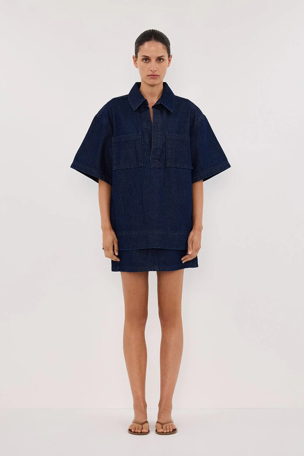 MASON INDIGO DENIM MINI SKIRT