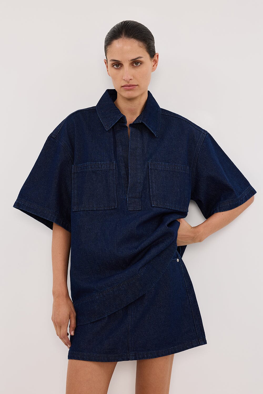 MASON INDIGO DENIM MINI SKIRT - Image 2