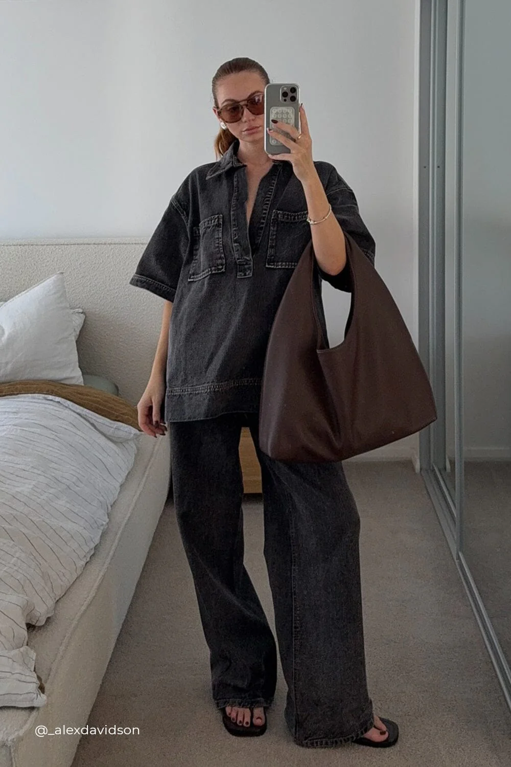 MASON WASHED BLACK BOXY DENIM SHIRT - Image 2