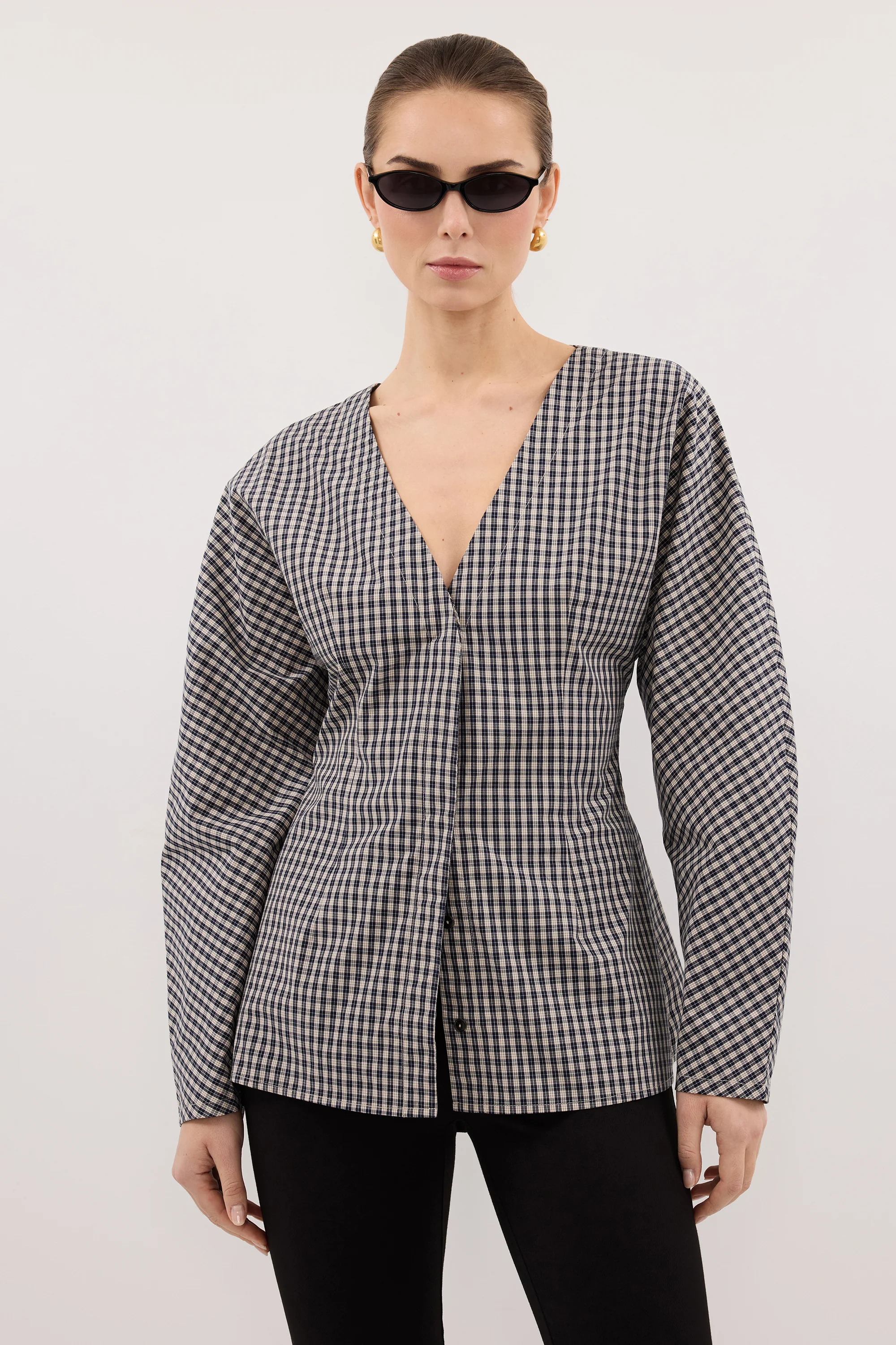 MATILDA INK CHECK FITTED SHIRT - Image 2