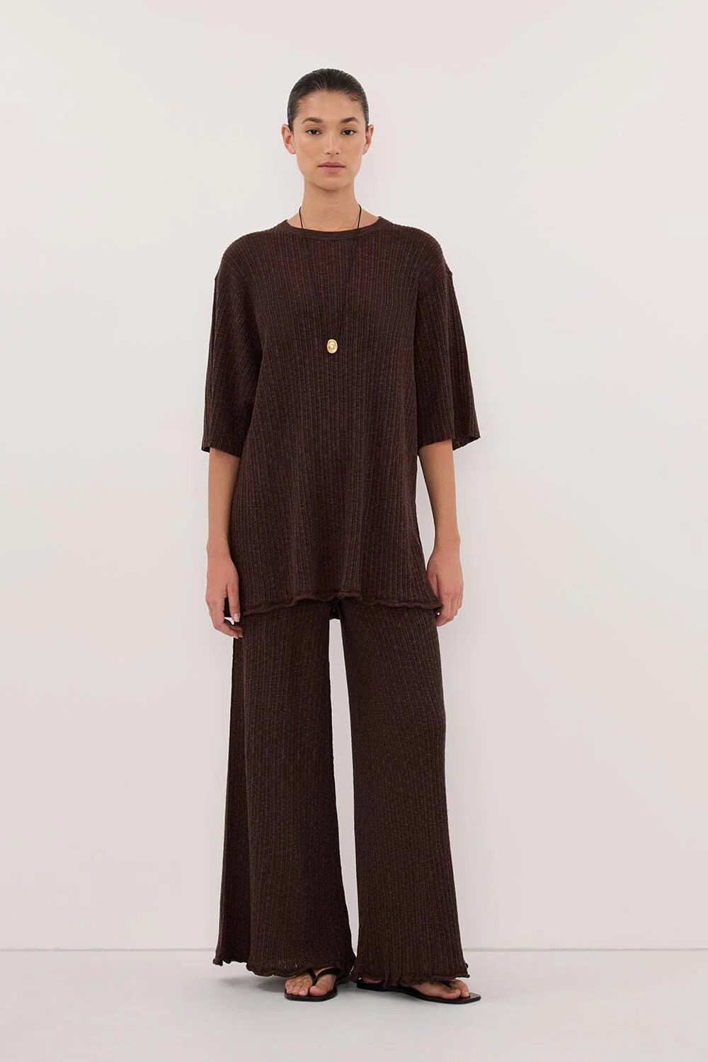 MAX CHOC LONGLINE KNIT TEE