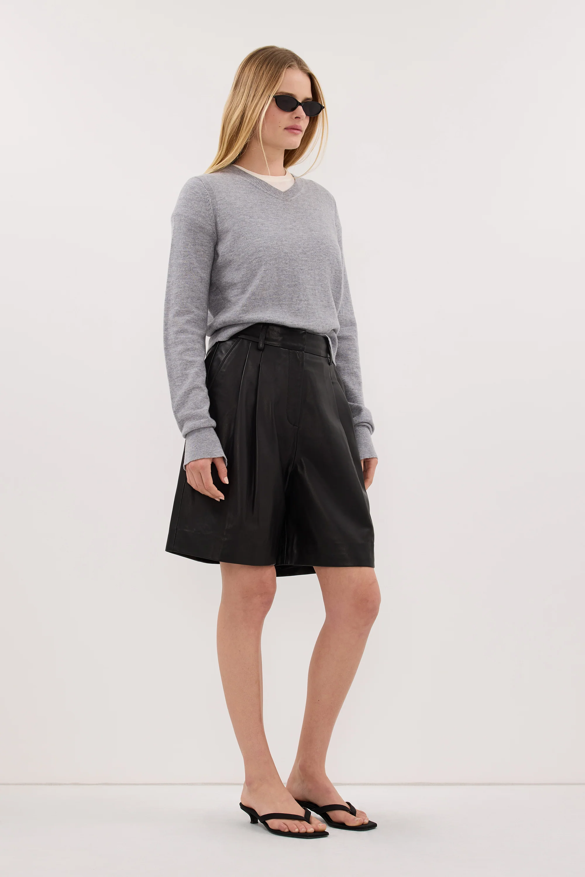 MAYFAIR BLACK LEATHER BERMUDA SHORT - Image 3