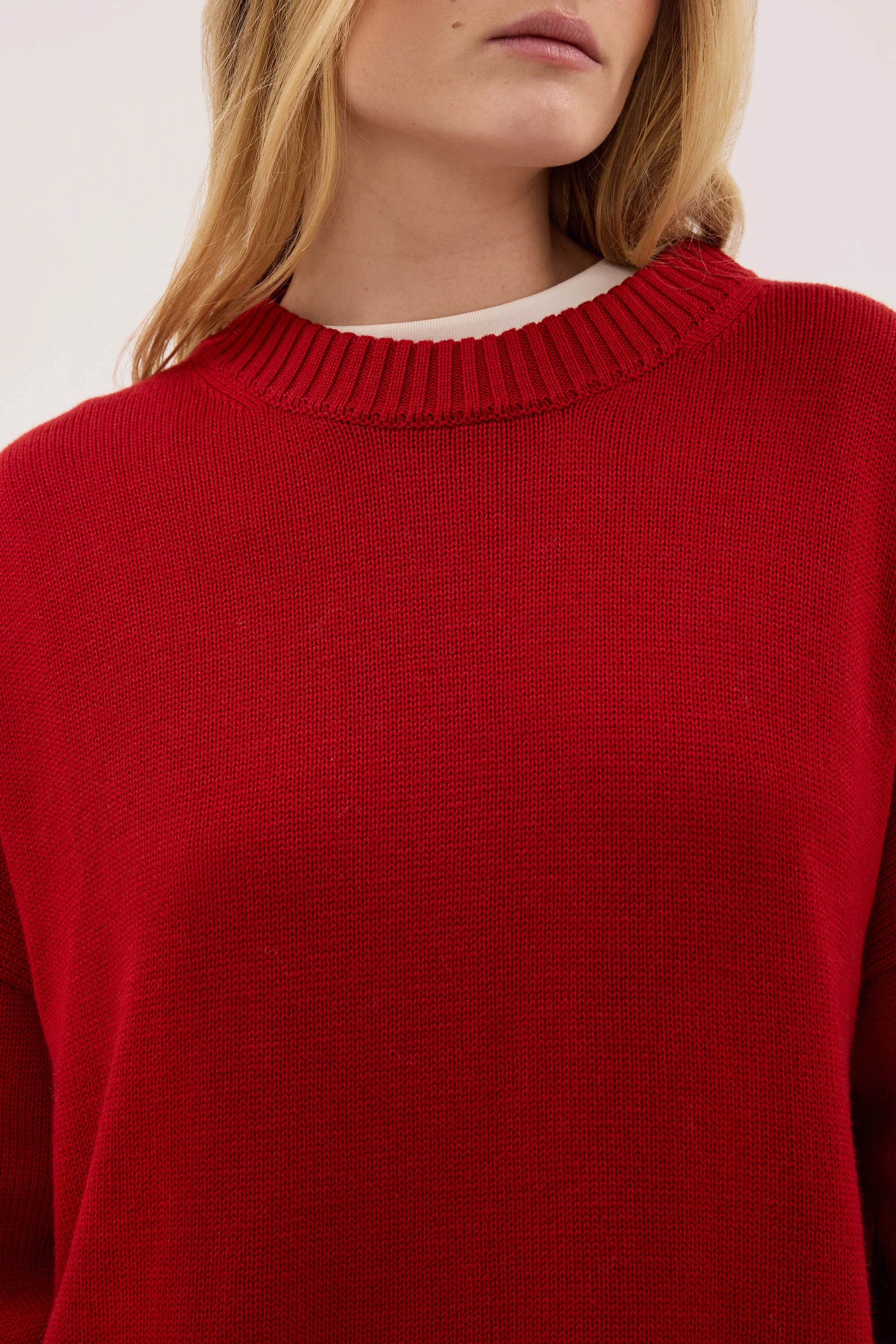 MILA BURNT RED CREW NECK KNIT JUMPER - Image 6