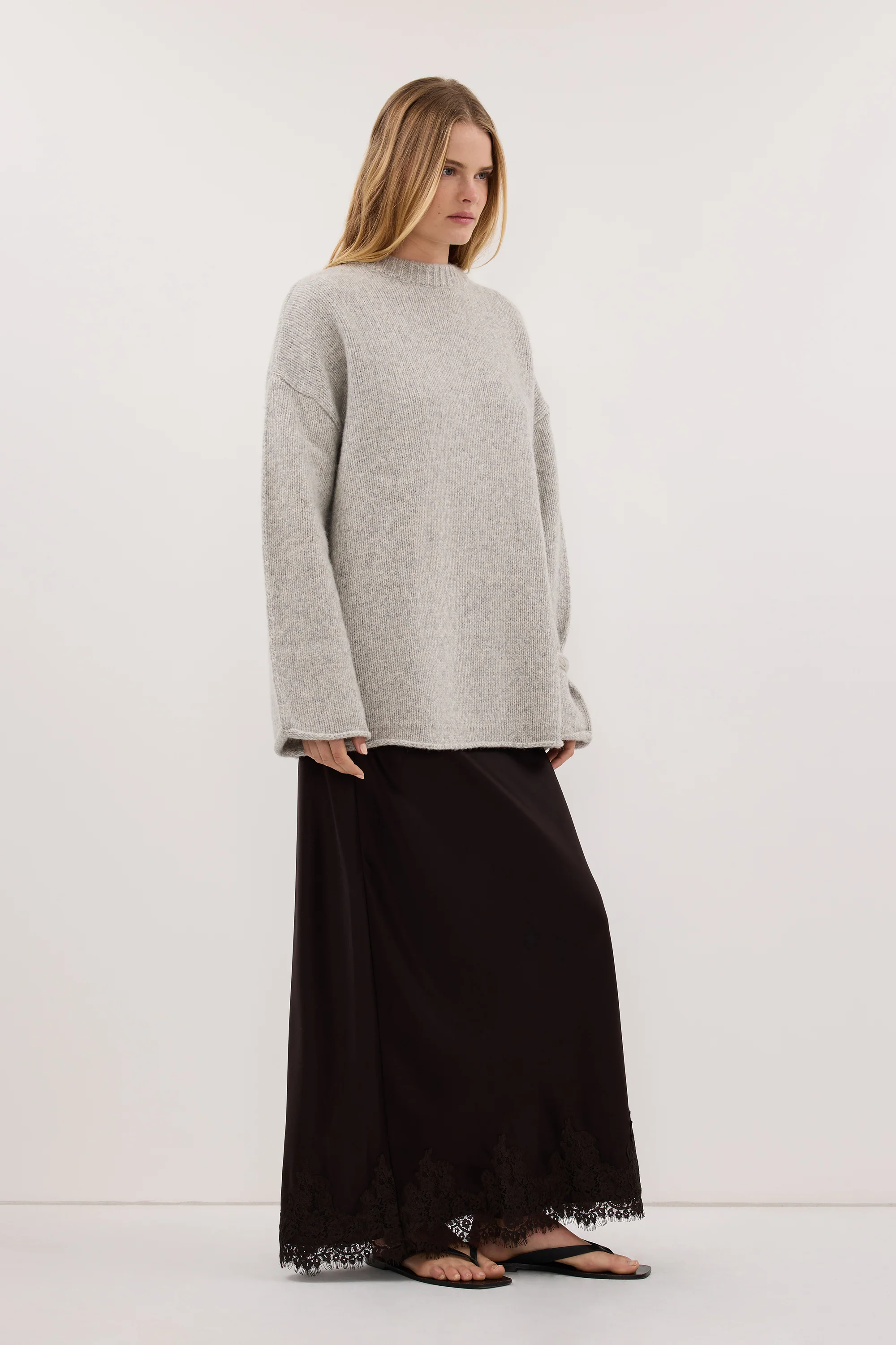 MILLY SILVER CREW NECK KNIT JUMPER - Image 3