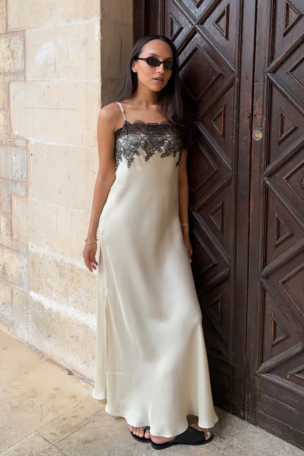 MINA STRAW CUPRO LACE MIDI DRESS - Image 2
