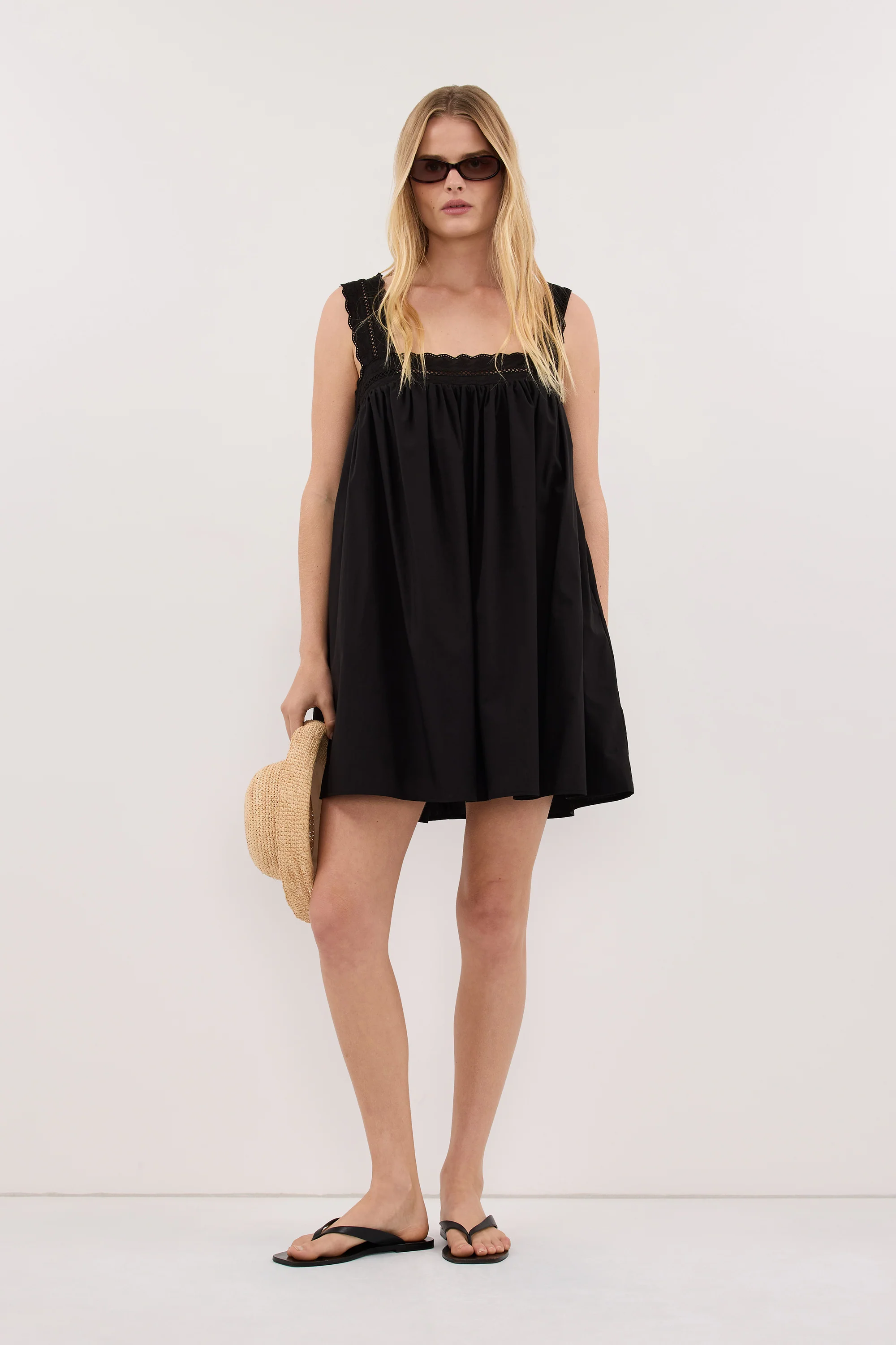 MIRANDA BLACK LACE TRIM MINI DRESS