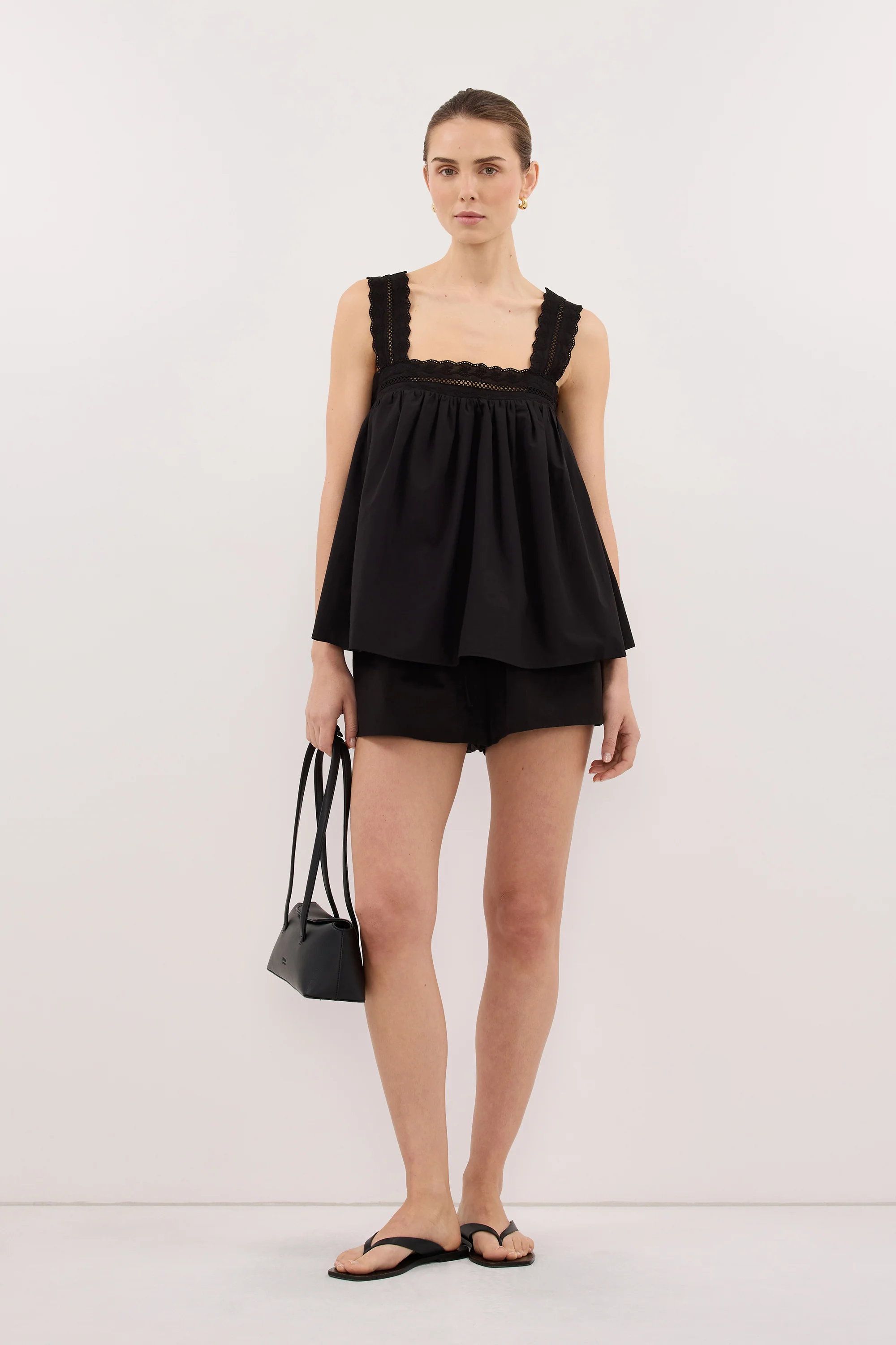 MIRANDA BLACK LACE TRIM TOP