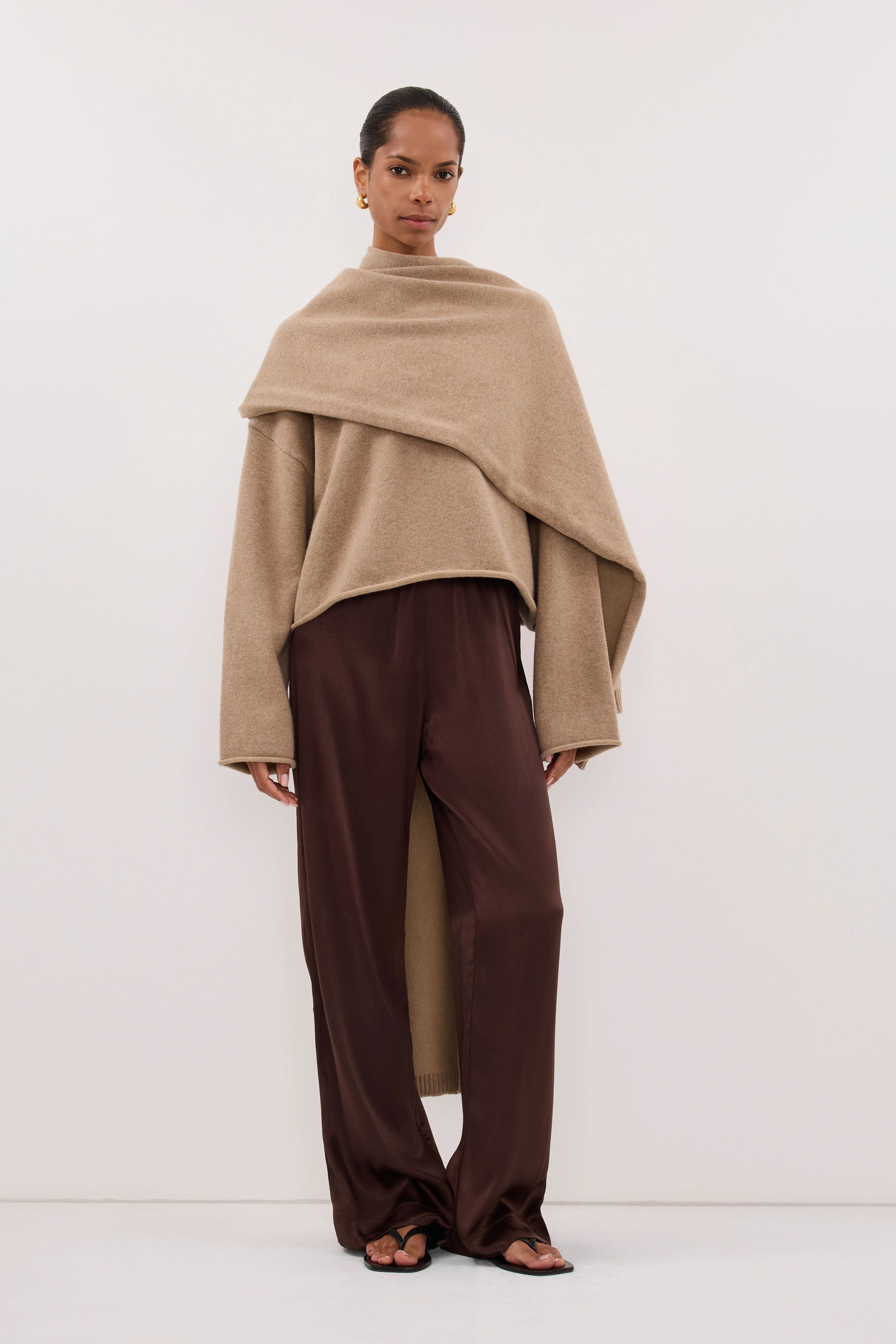 MONICA BITTER CHOC SATIN PANT