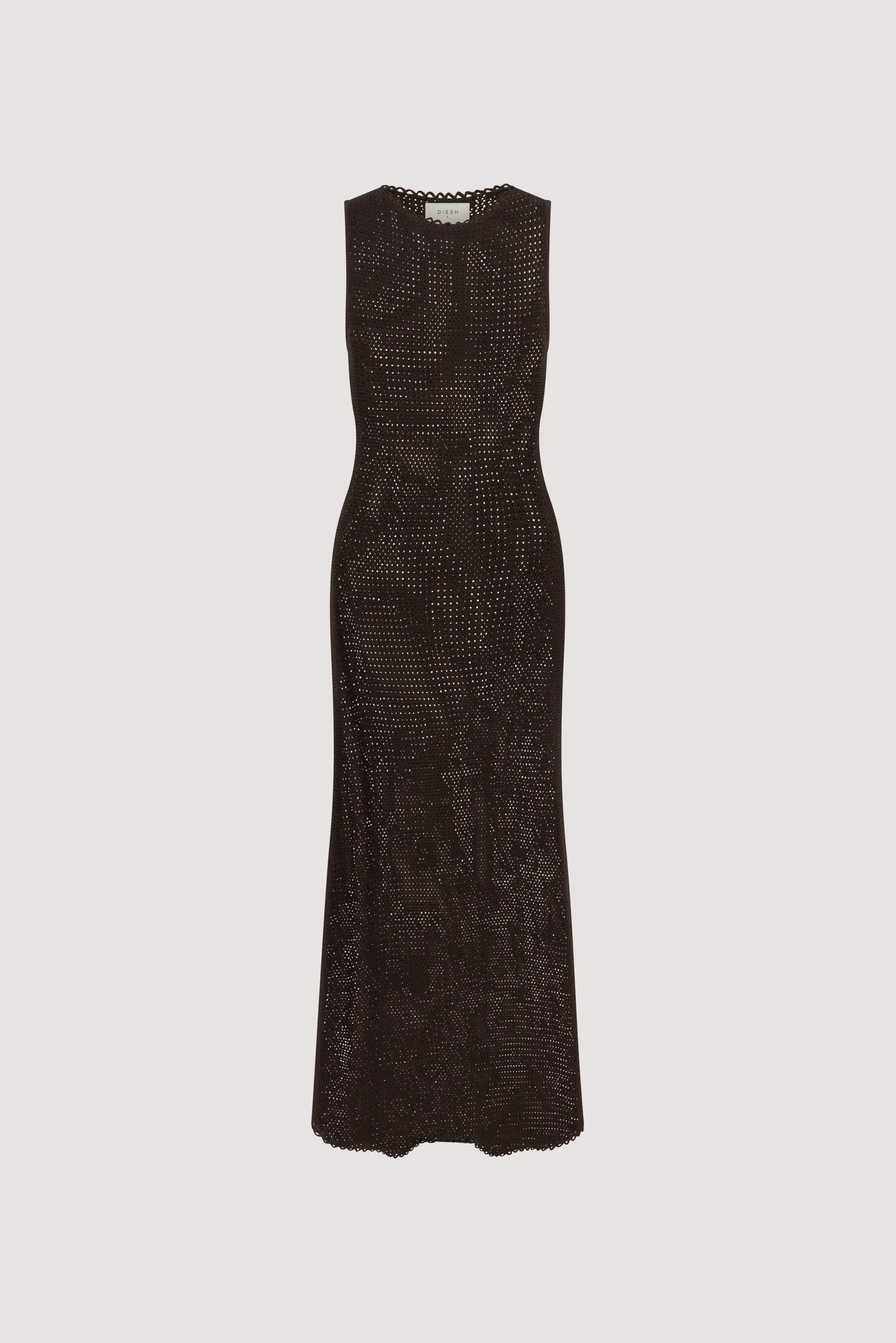 NALIA BLACK OLIVE OPEN KNIT MIDI DRESS - Image 7