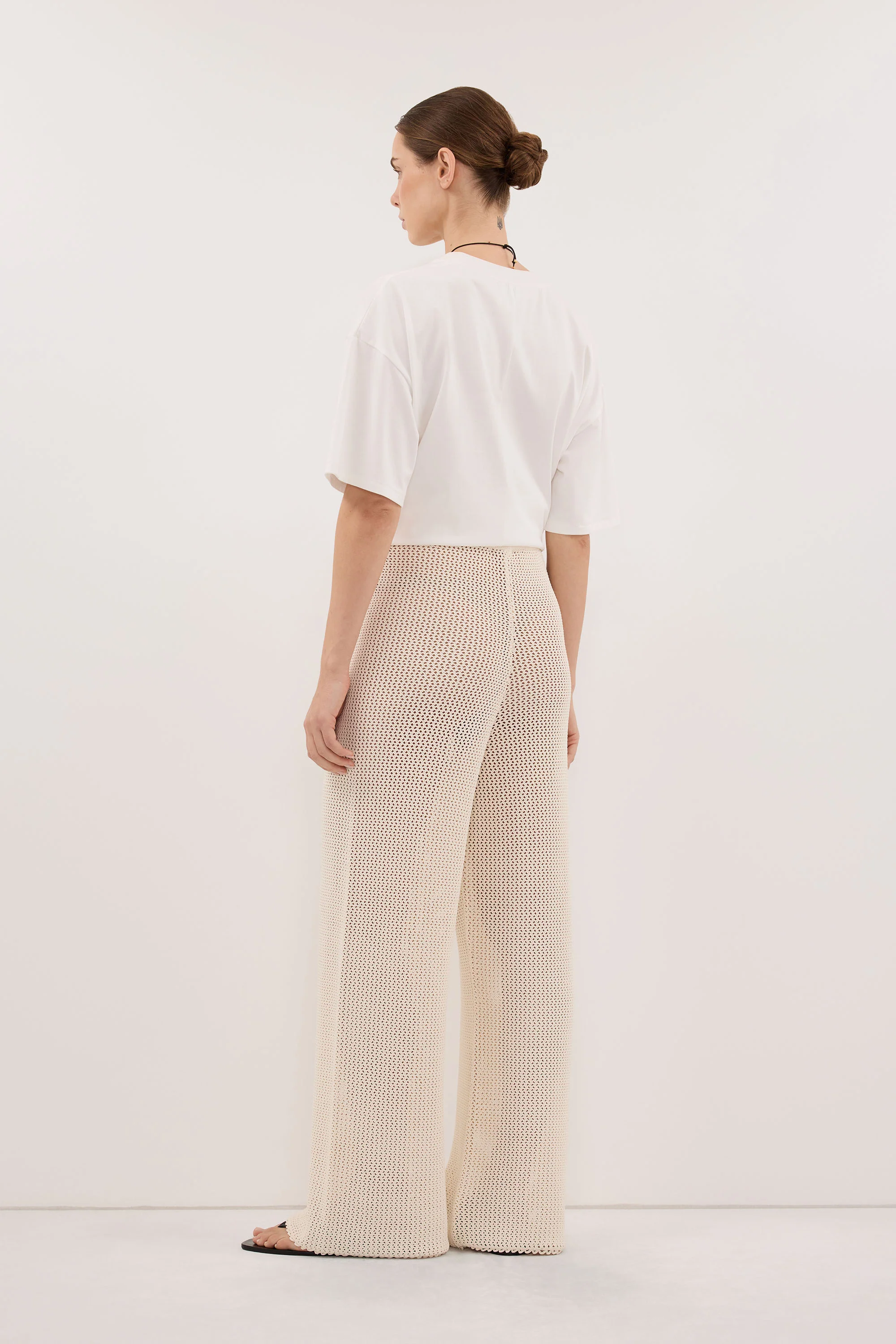 NALIA NATURAL OPEN KNIT WIDE PANT - Image 3