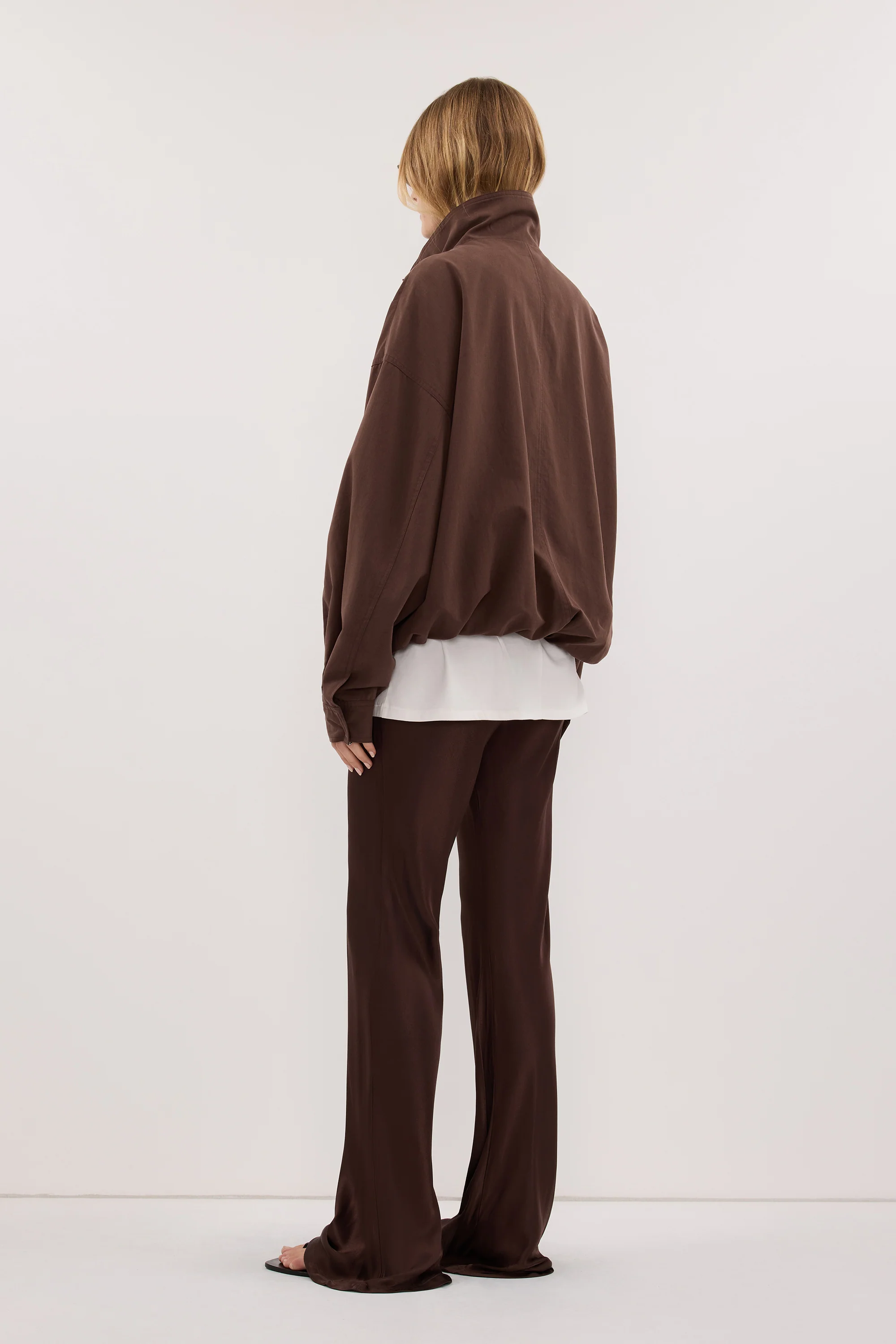 NIKKI BITTER CHOC SATIN BIAS PANT - Image 3