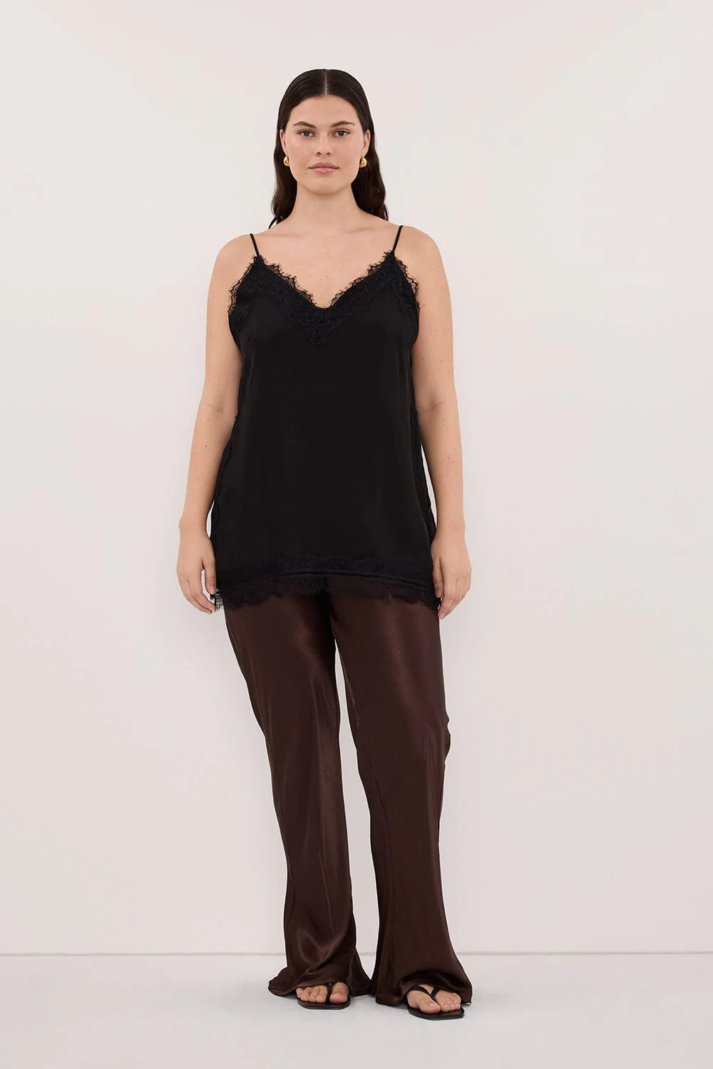 NIKKI BITTER CHOC SATIN BIAS PANT - Image 5