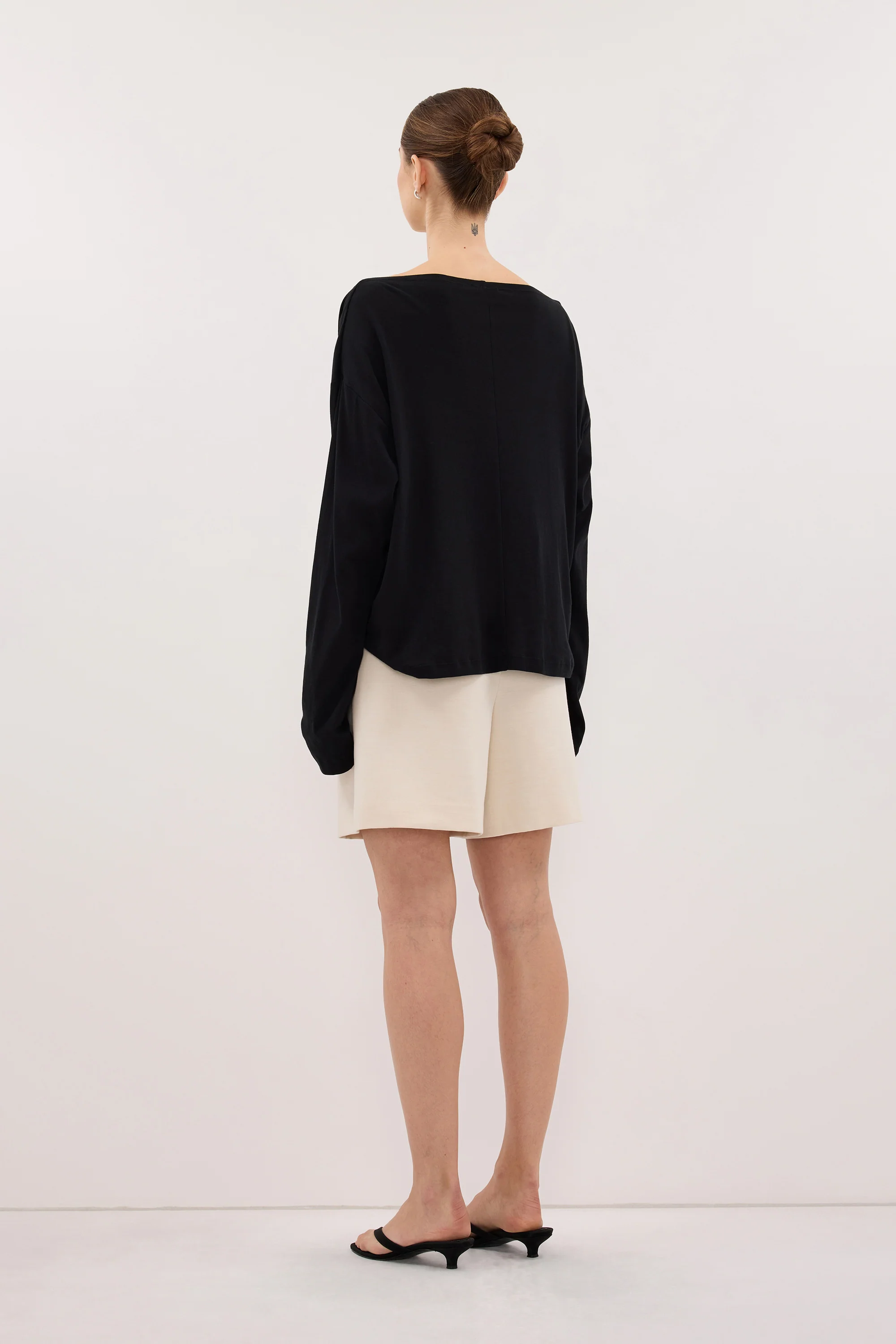 ORELIA BLACK COWL NECK SLEEVED TOP - Image 4