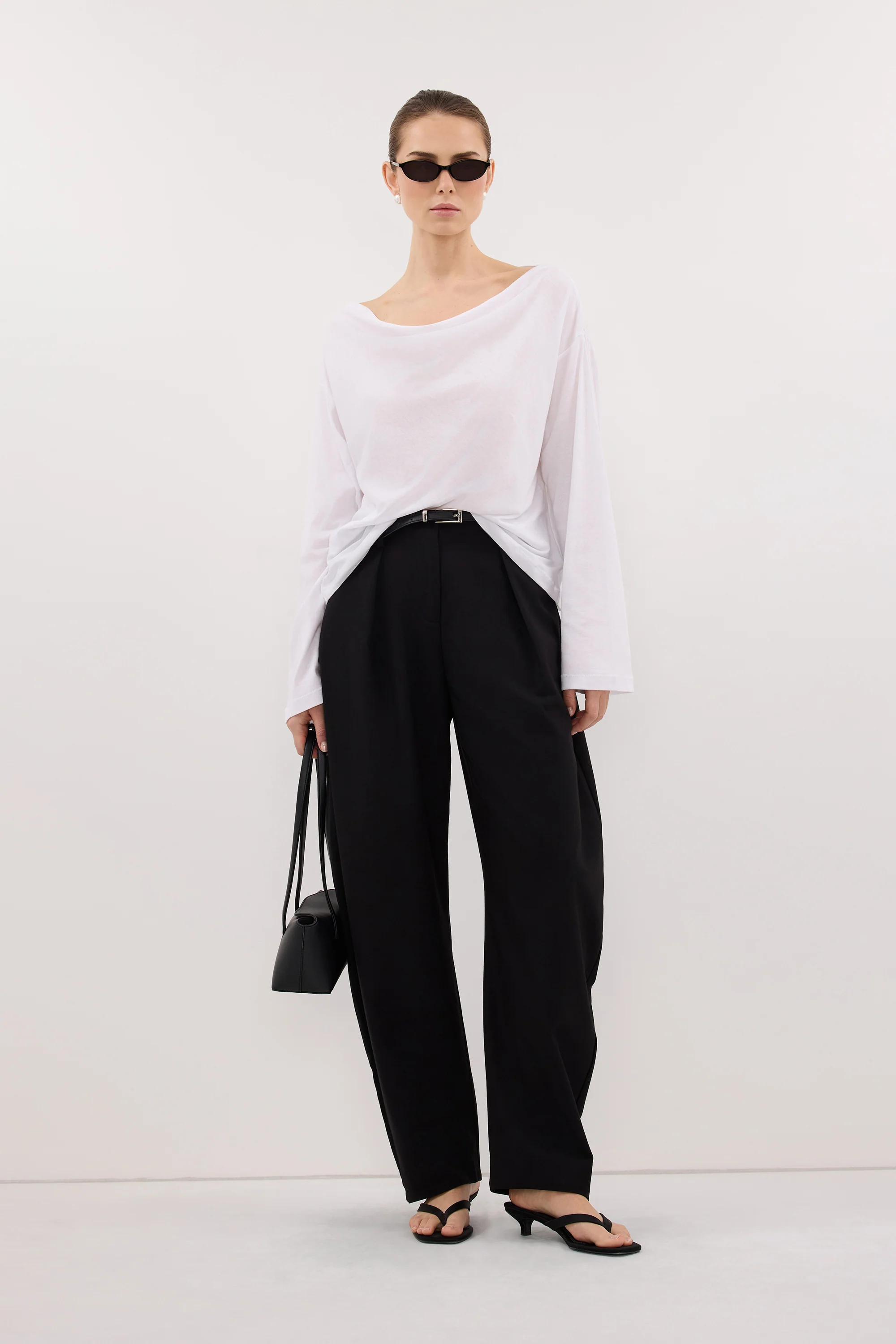 ORELIA WHITE COWL NECK SLEEVED TOP - Image 3