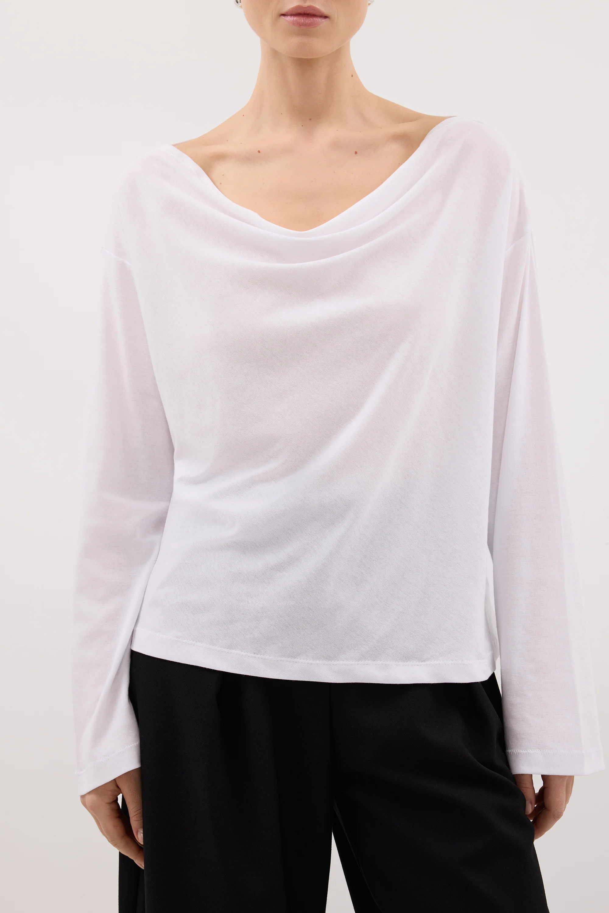 ORELIA WHITE COWL NECK SLEEVED TOP - Image 5