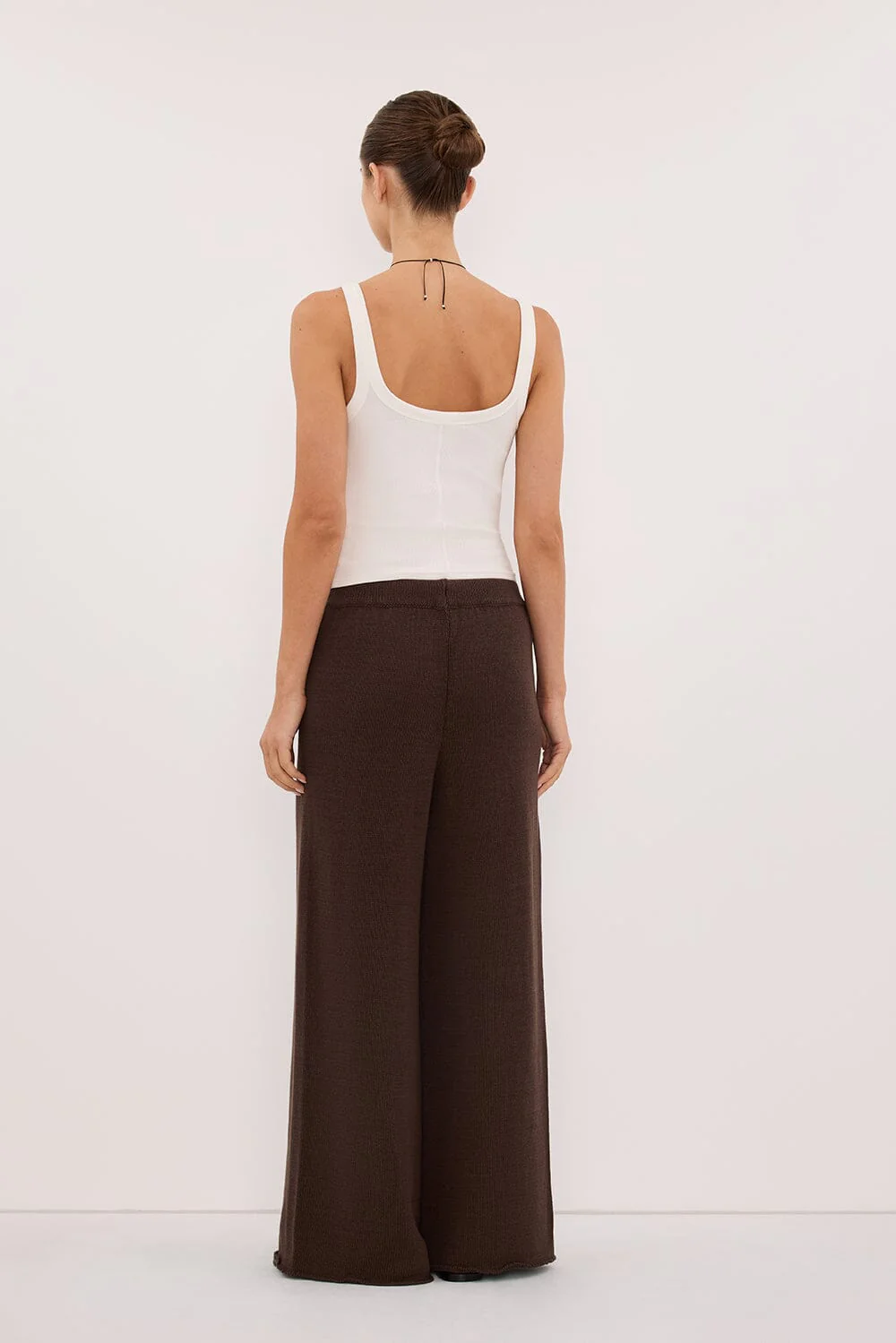ORIA BURNT CHOC COTTON KNIT PANT - Image 2