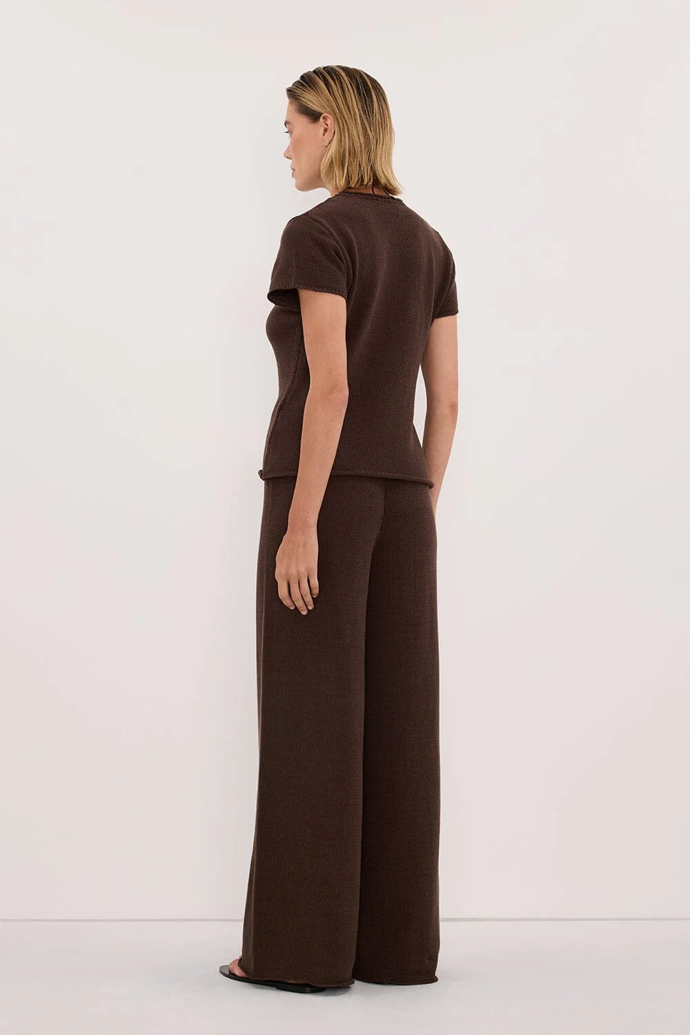 ORIA BURNT CHOC COTTON KNIT PANT - Image 5