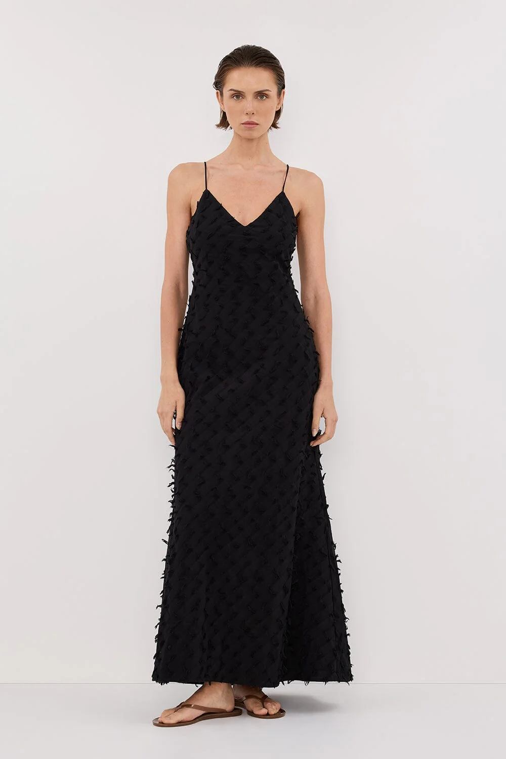 PALOMA BLACK BIAS SLIP MIDI DRESS