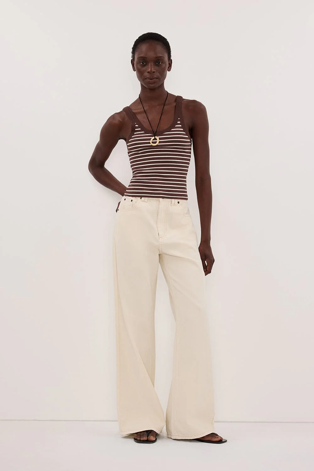 PENNY CHOC SLEEVELESS STRIPE KNIT TANK TOP