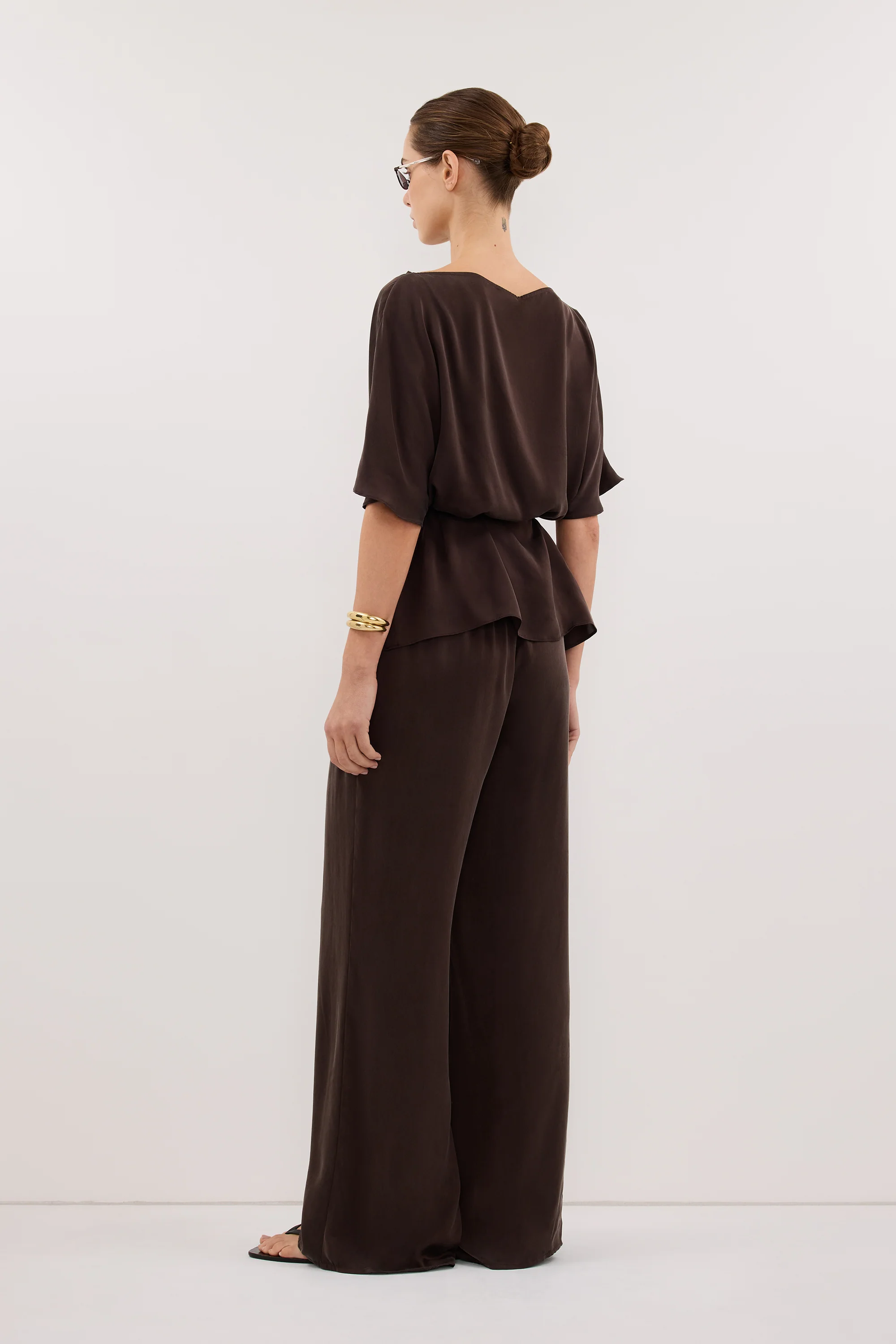 PERCY BITTER CHOC SILK PANT - Image 8