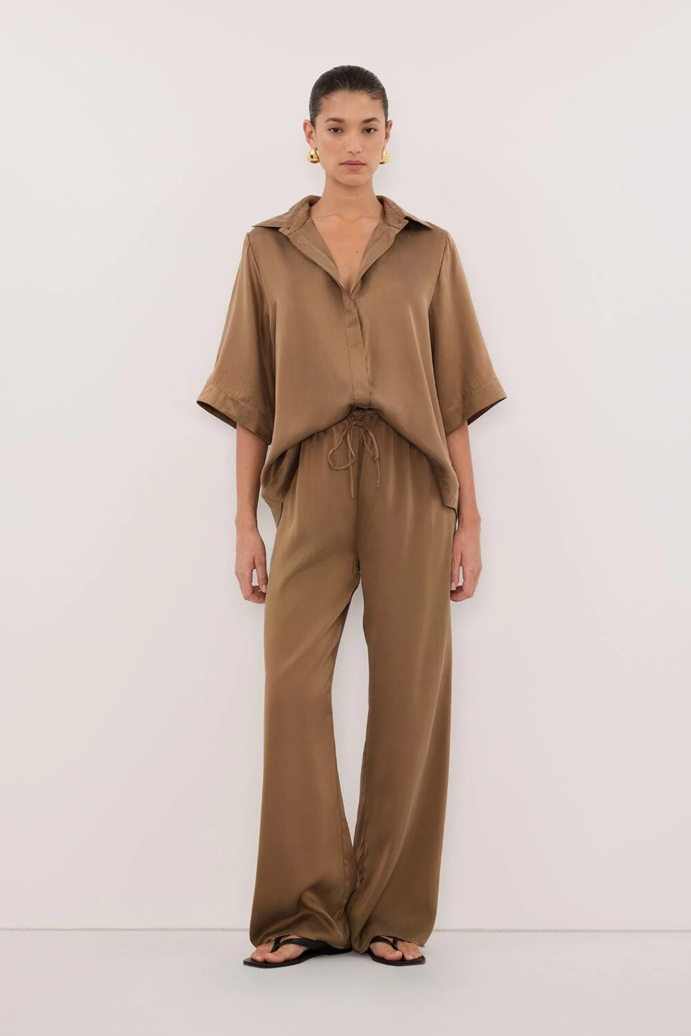 PERCY CHESTNUT SILK SHIRT