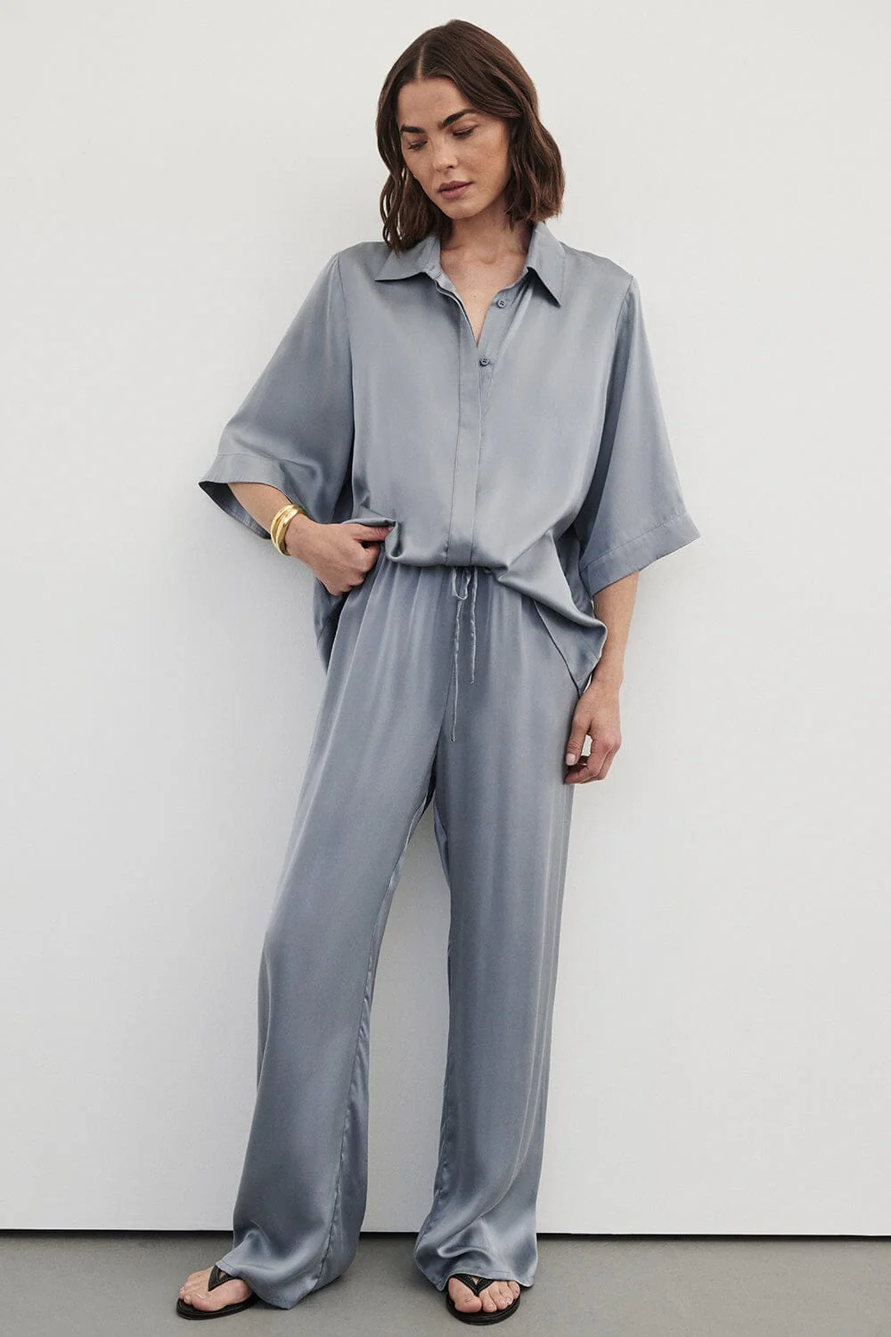 PERCY DUSTY BLUE SILK PANT