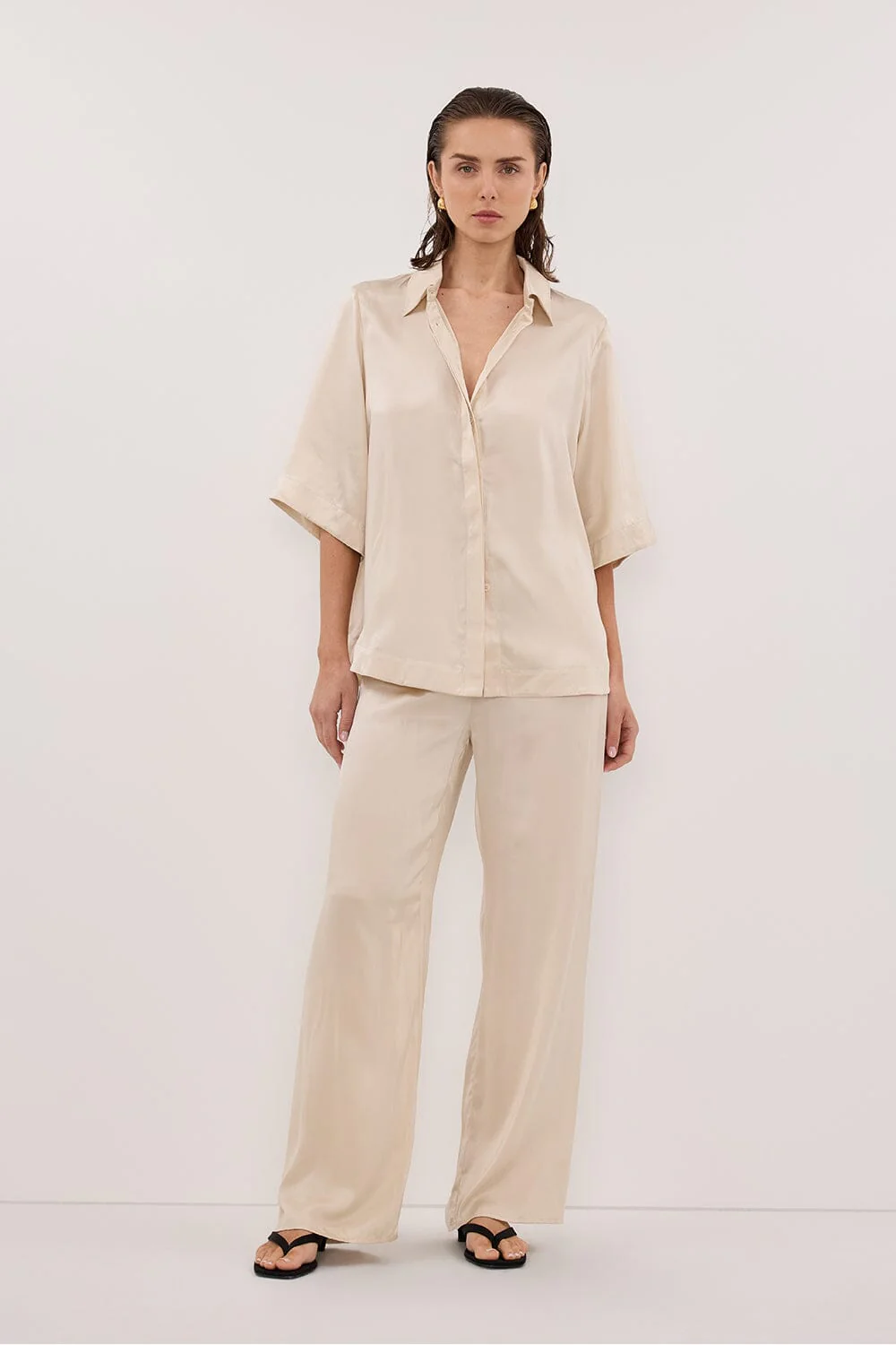 PERCY SANDSTONE SILK SHIRT