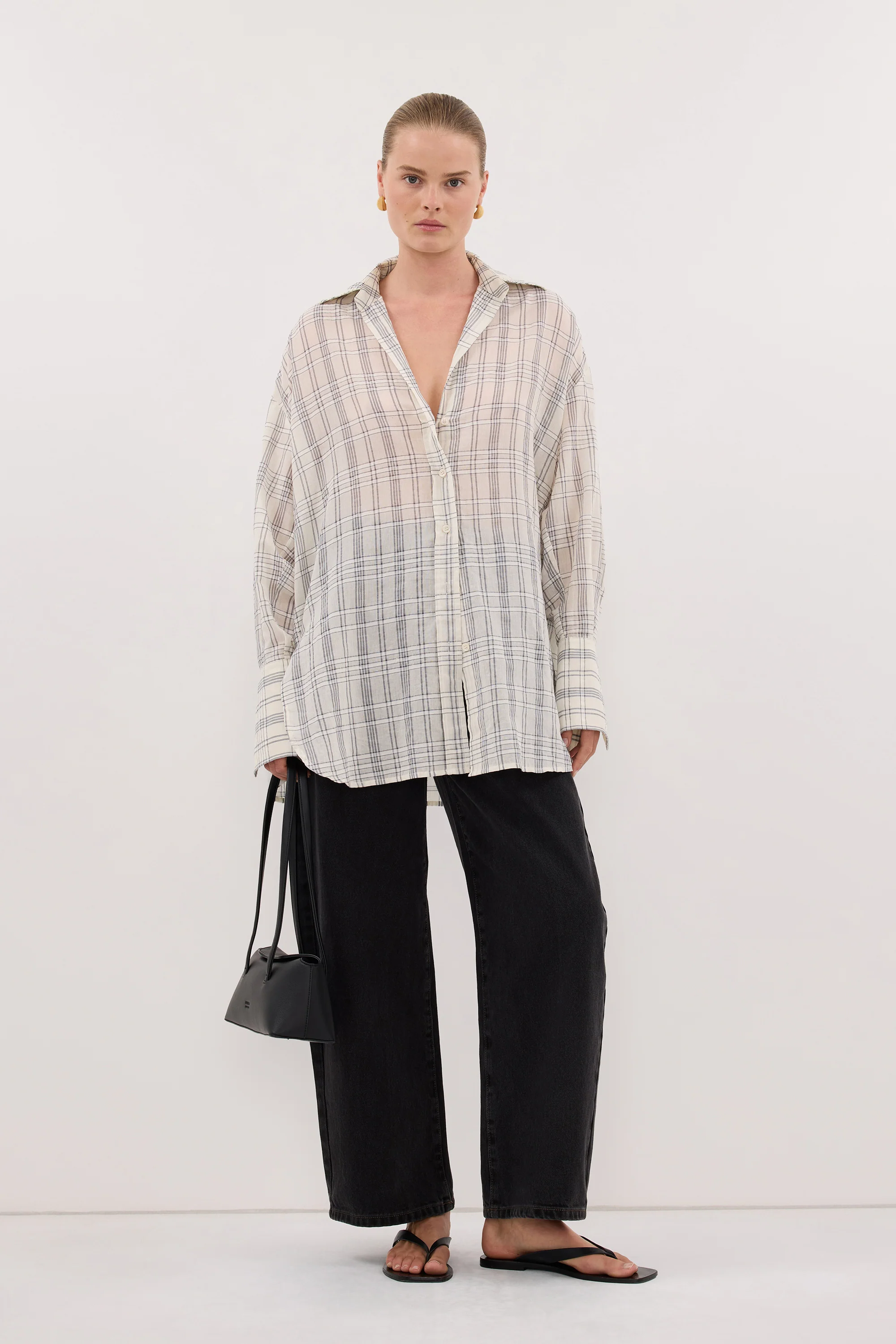 PETRA OFF WHITE CHECK SHIRT
