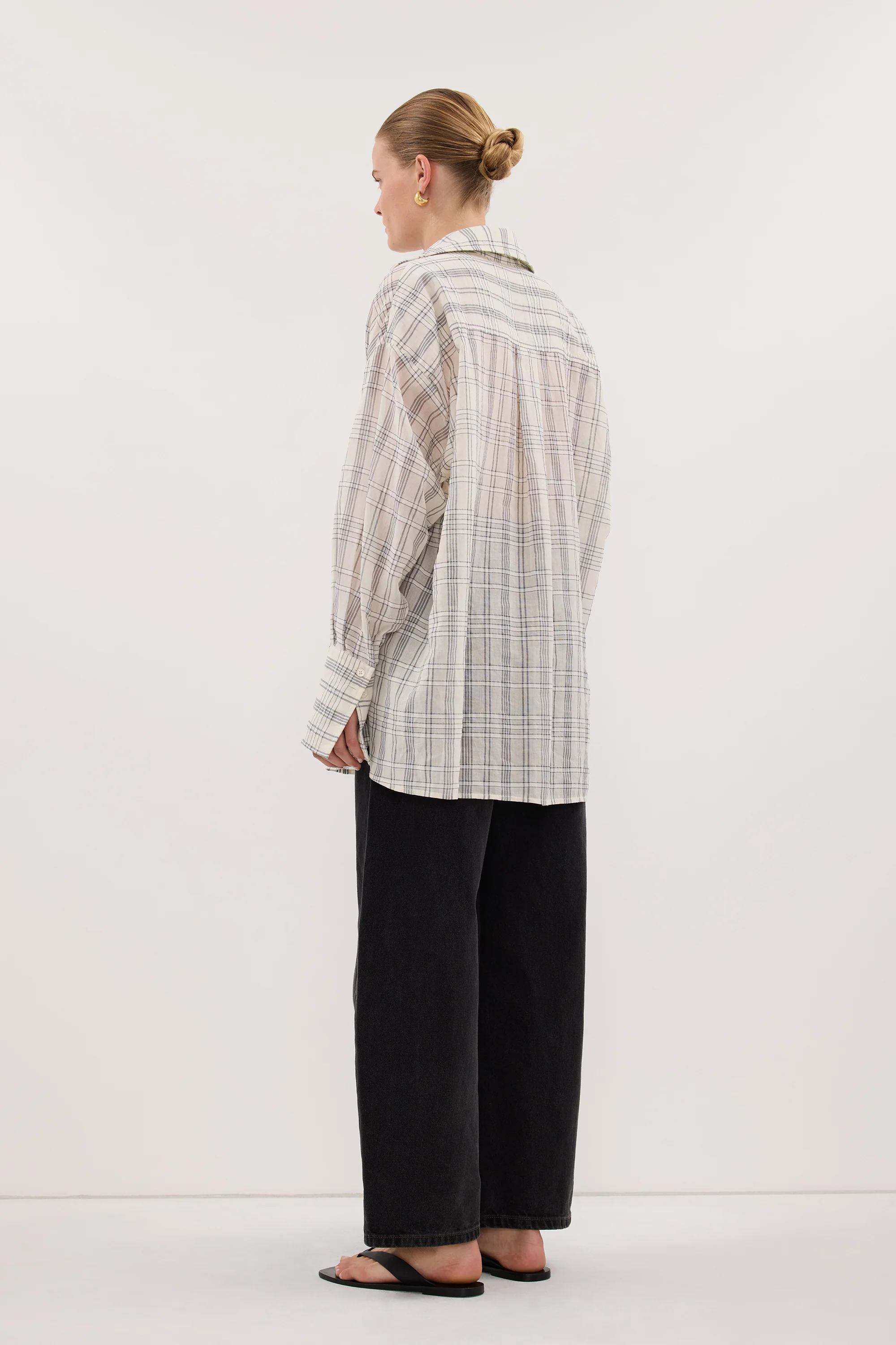 PETRA OFF WHITE CHECK SHIRT - Image 4