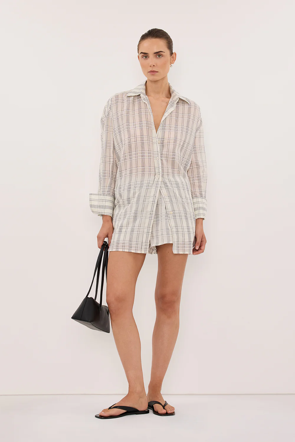 PETRA OFF WHITE CHECK SHIRT - Image 6