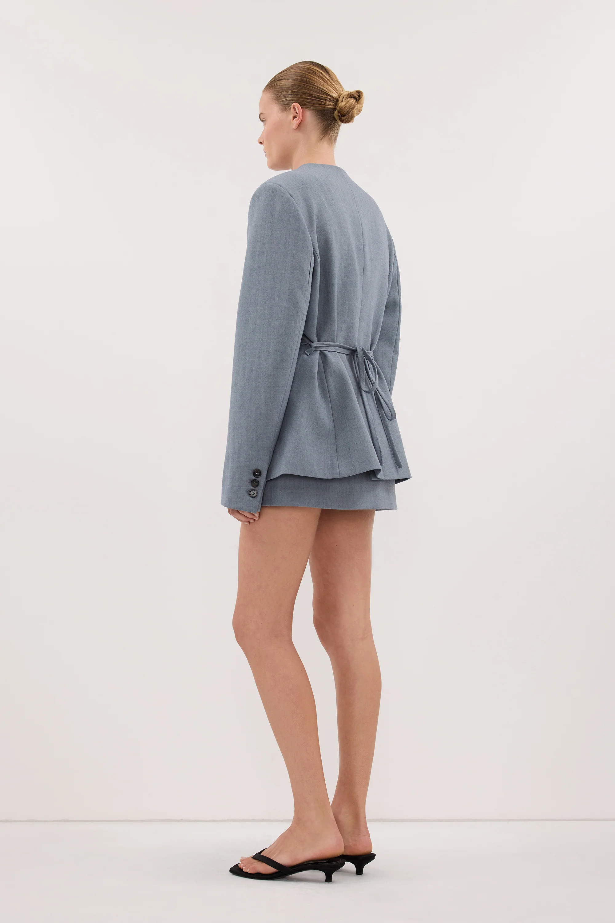 PEYTON DUSTY BLUE COLLARLESS BLAZER - Image 4